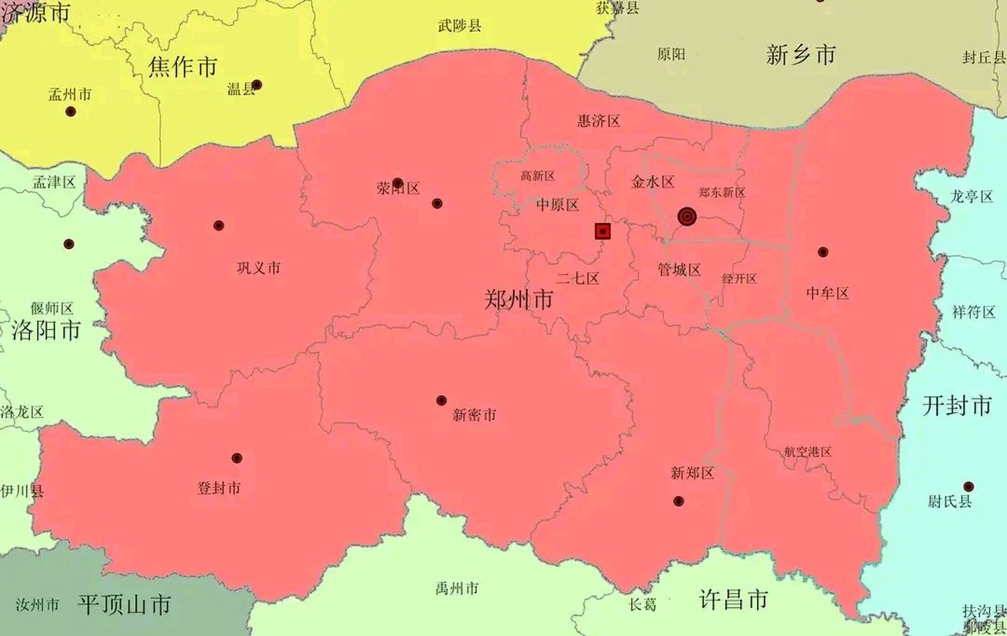 郑州地区划分图图片