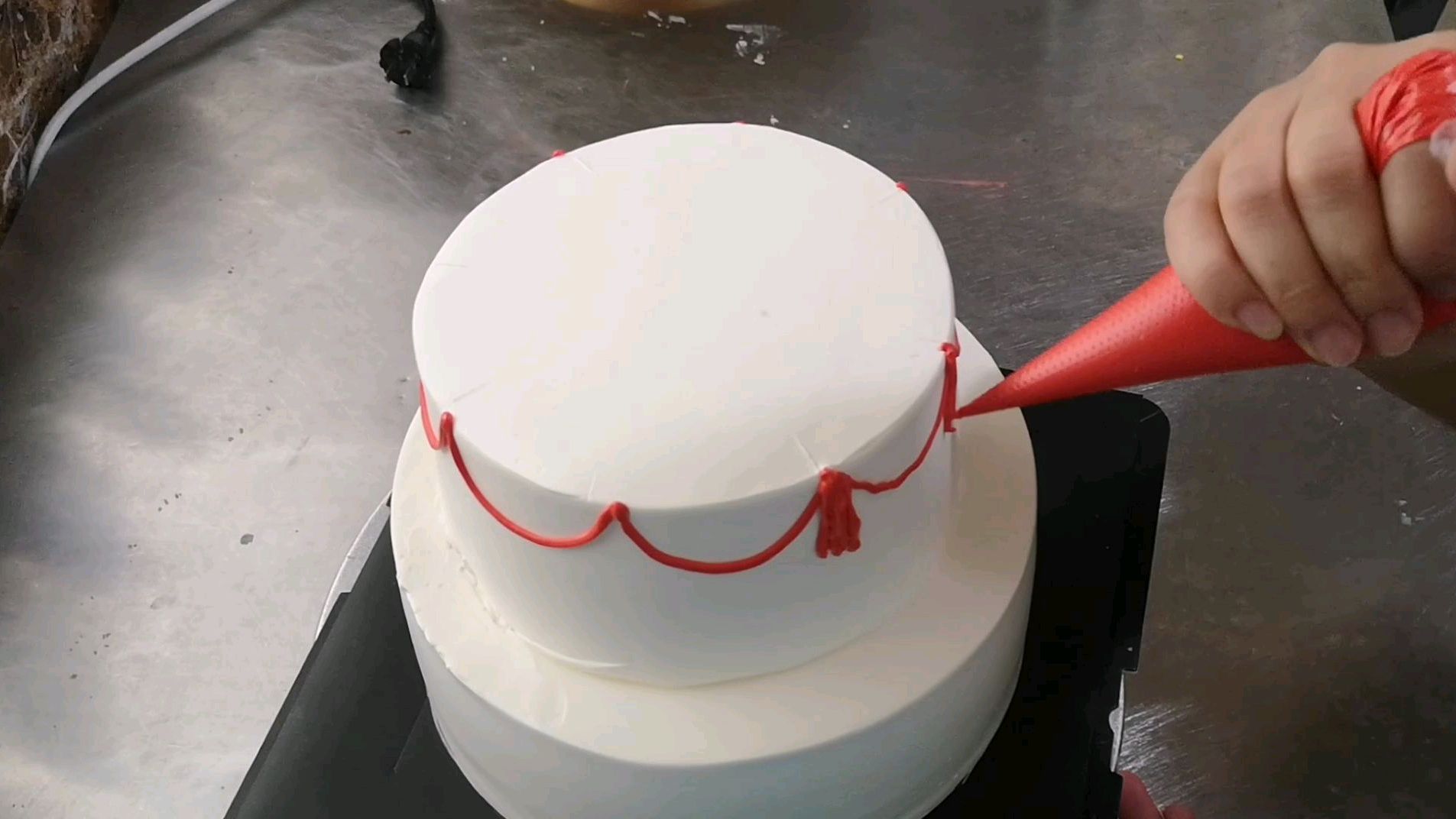 送老人的蛋糕,长辈过生日就该红红火火,内含双层打桩教程!