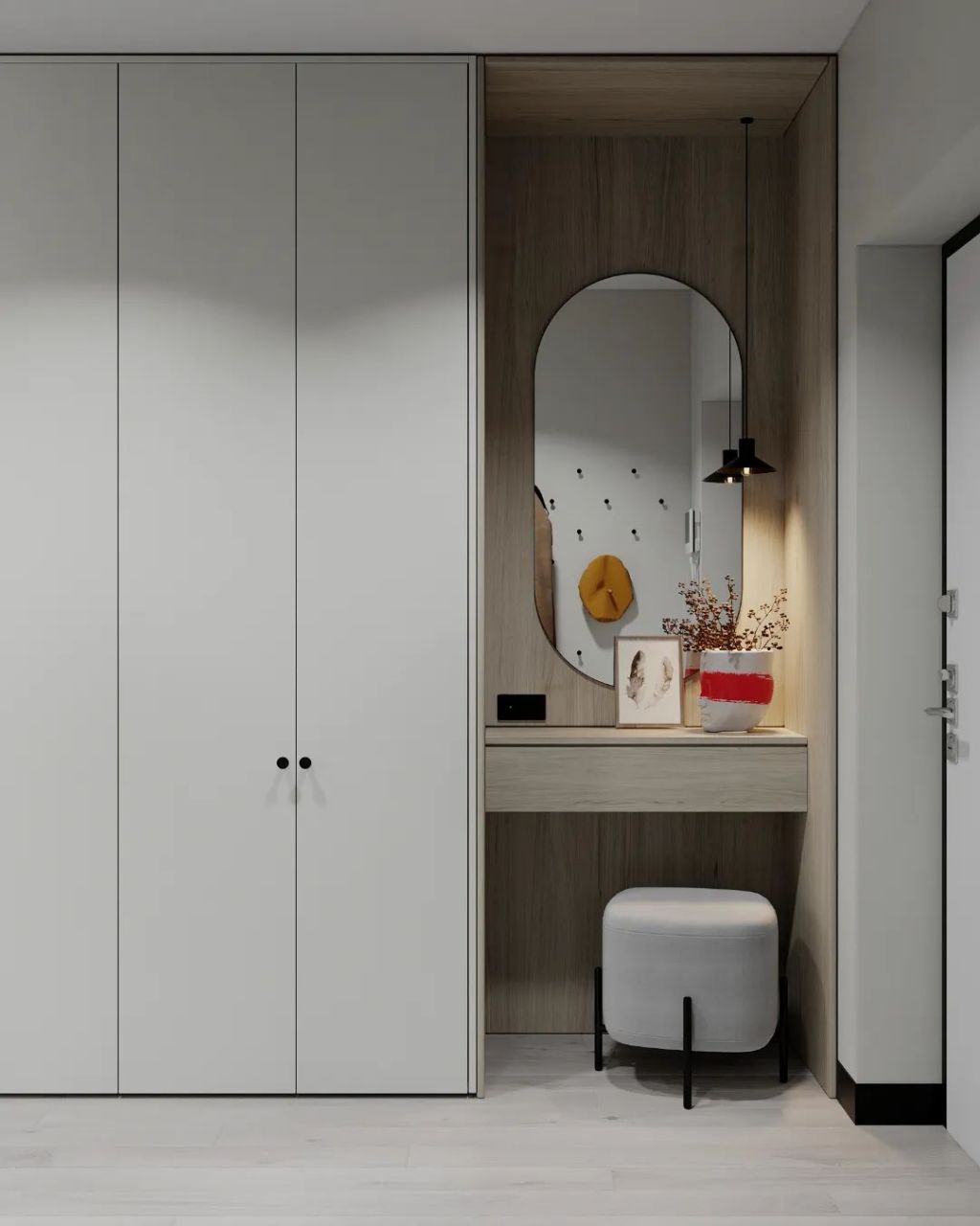 分享几款带梳妆台和衣柜一体设计的风格,在此3月8号女性节日当天献给