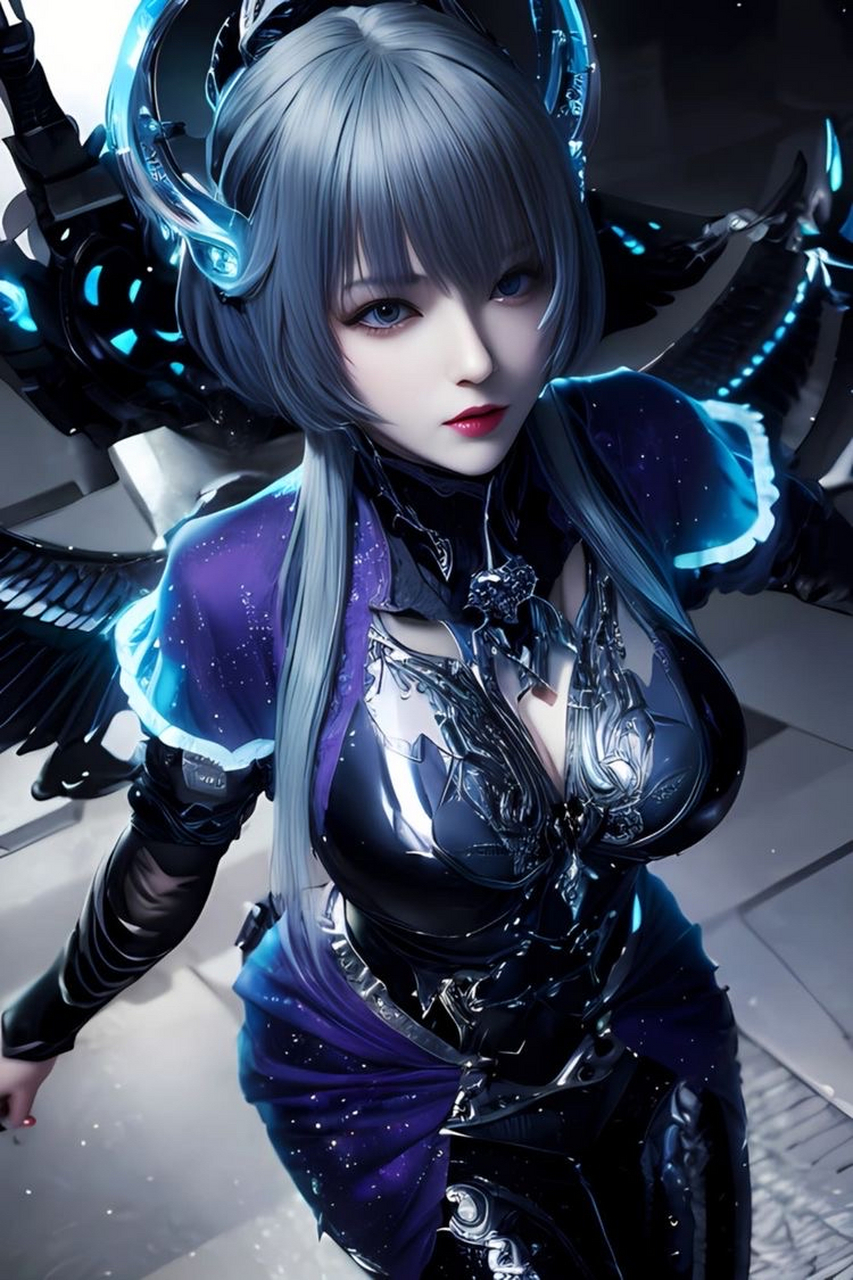 神秘而迷人,蓝色紧身衣下的银发美女9778 #ai绘画