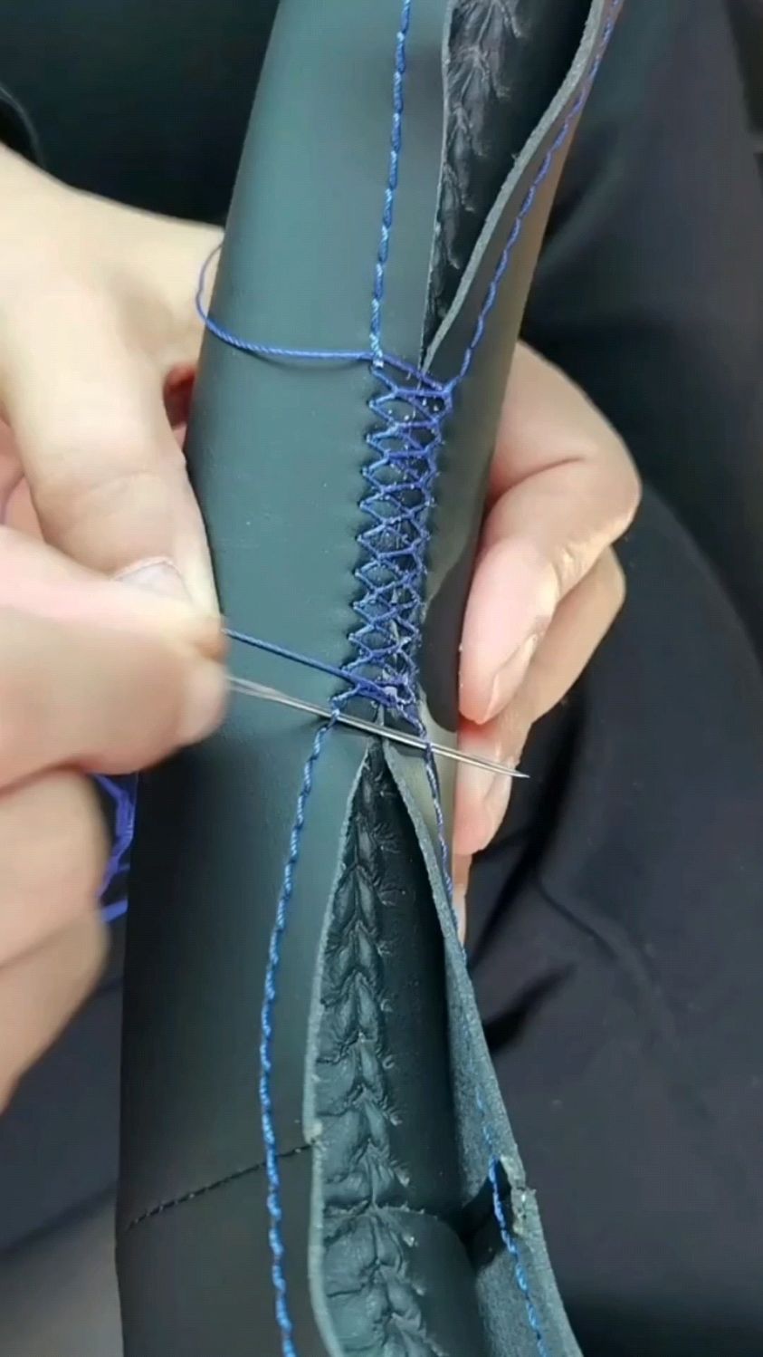 手缝真皮方向盘套教程!