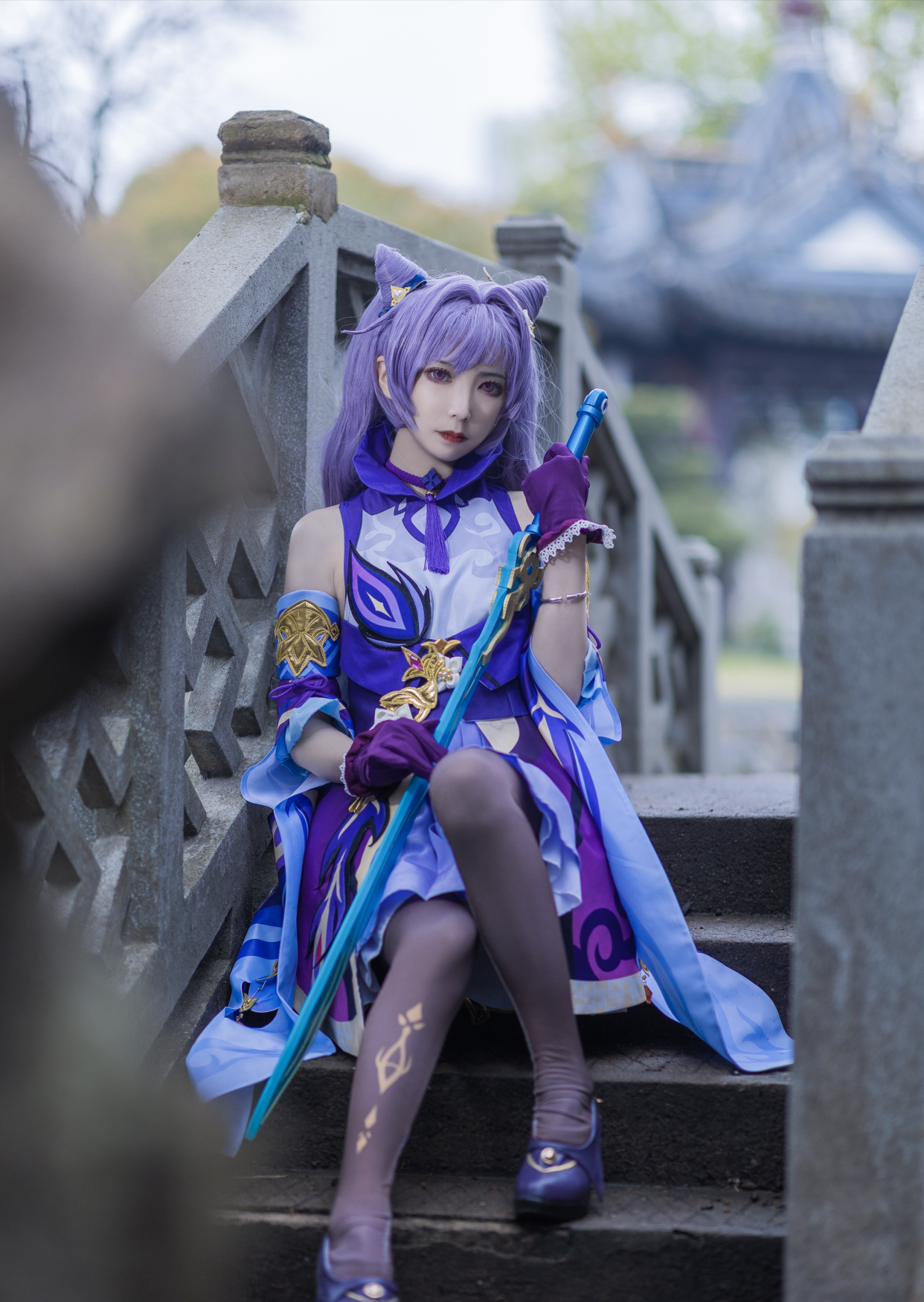 璃月七星中的[玉衡]刻晴cos,这次她的剑,距离你的喉咙有几公分呢