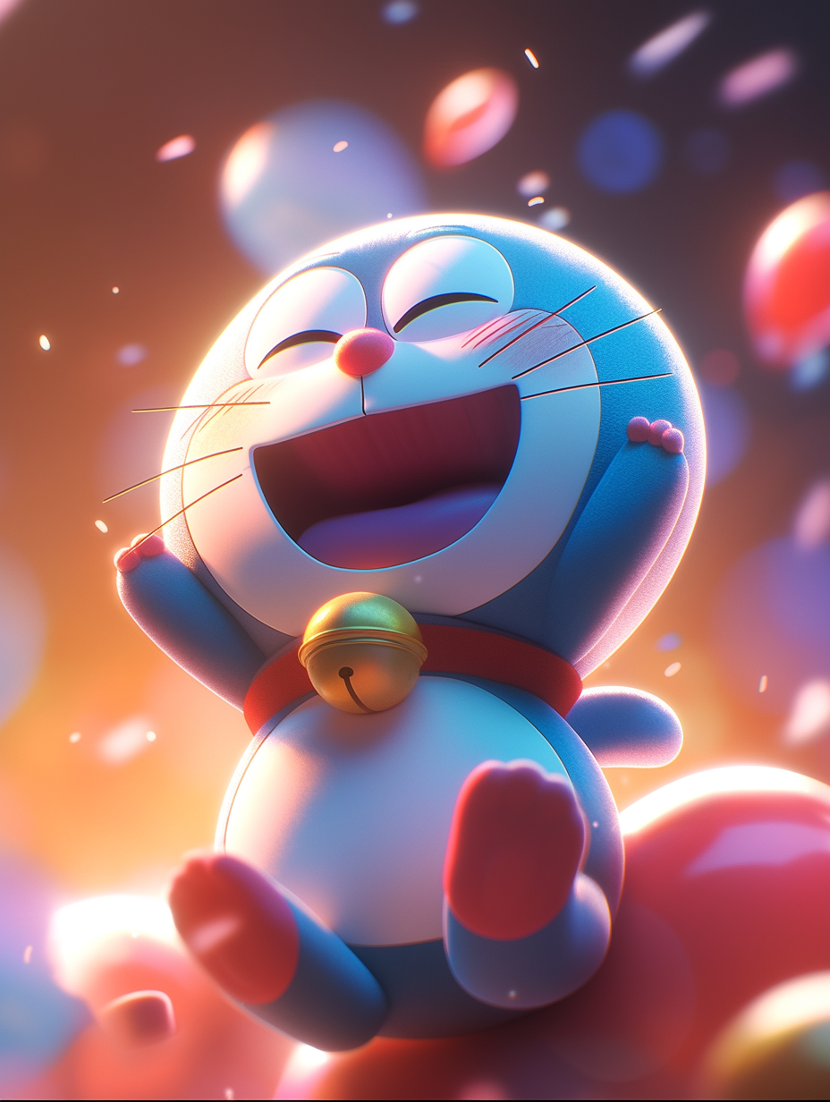 众多机器猫开心无比头像壁纸背景图