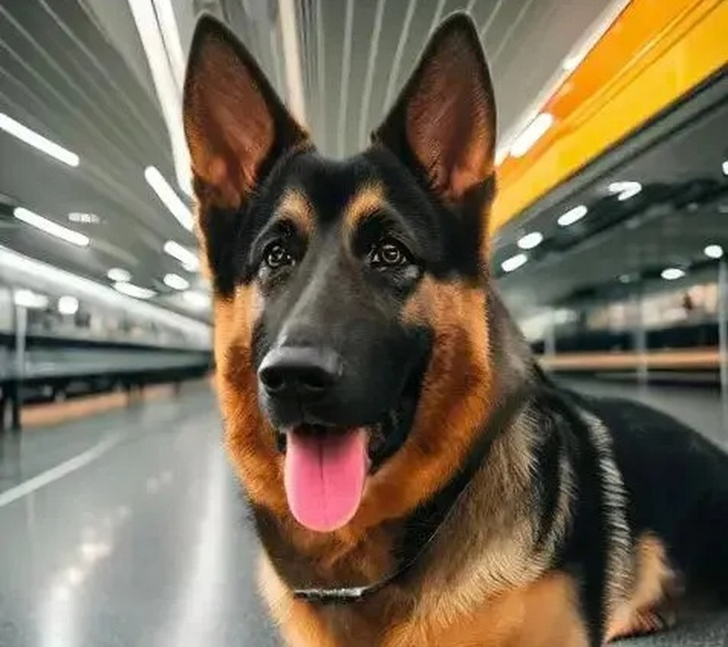 我非常想上去抚摸它一下,但常识告诉我,警犬是不能随意触摸的,只能