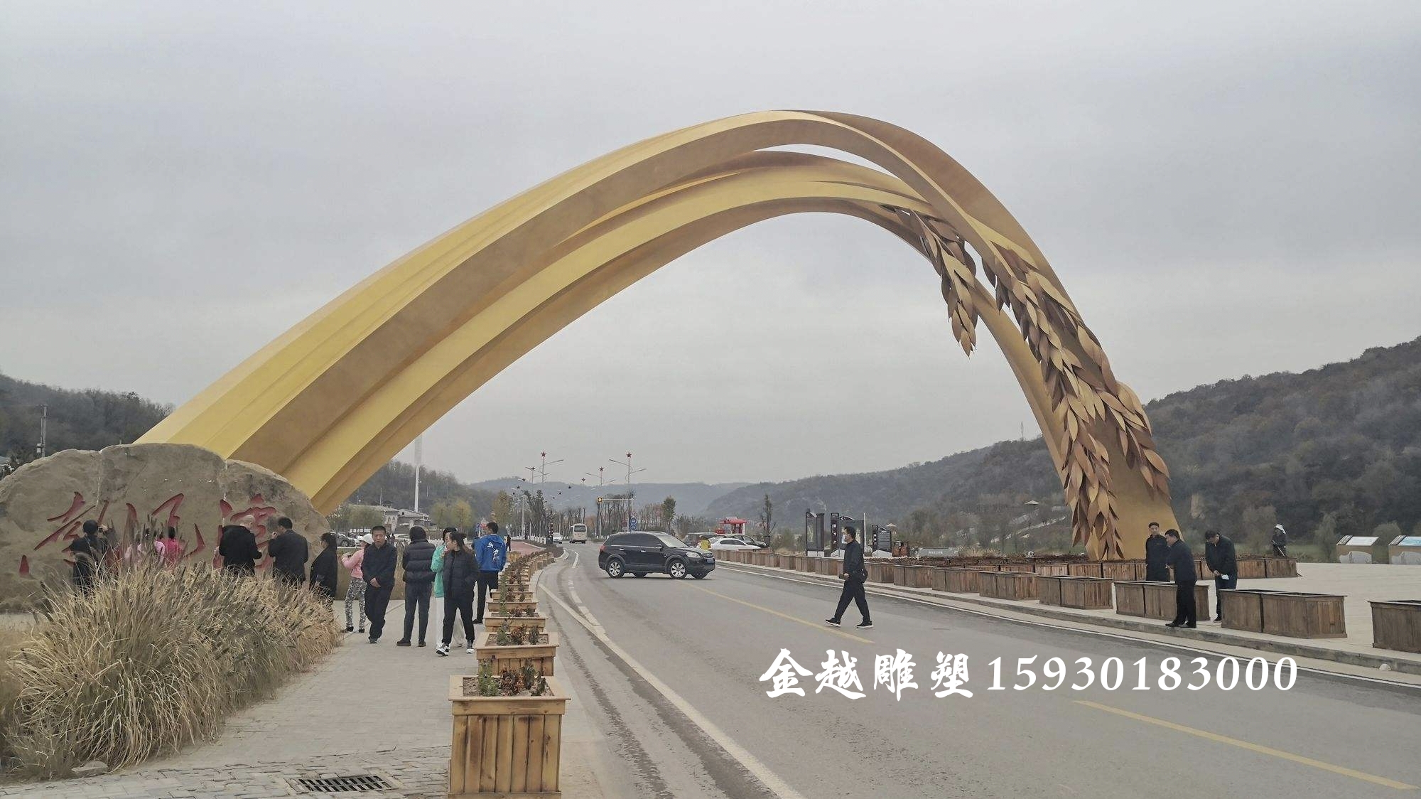 景区稻穗雕塑 不锈钢铁艺主题标志雕塑