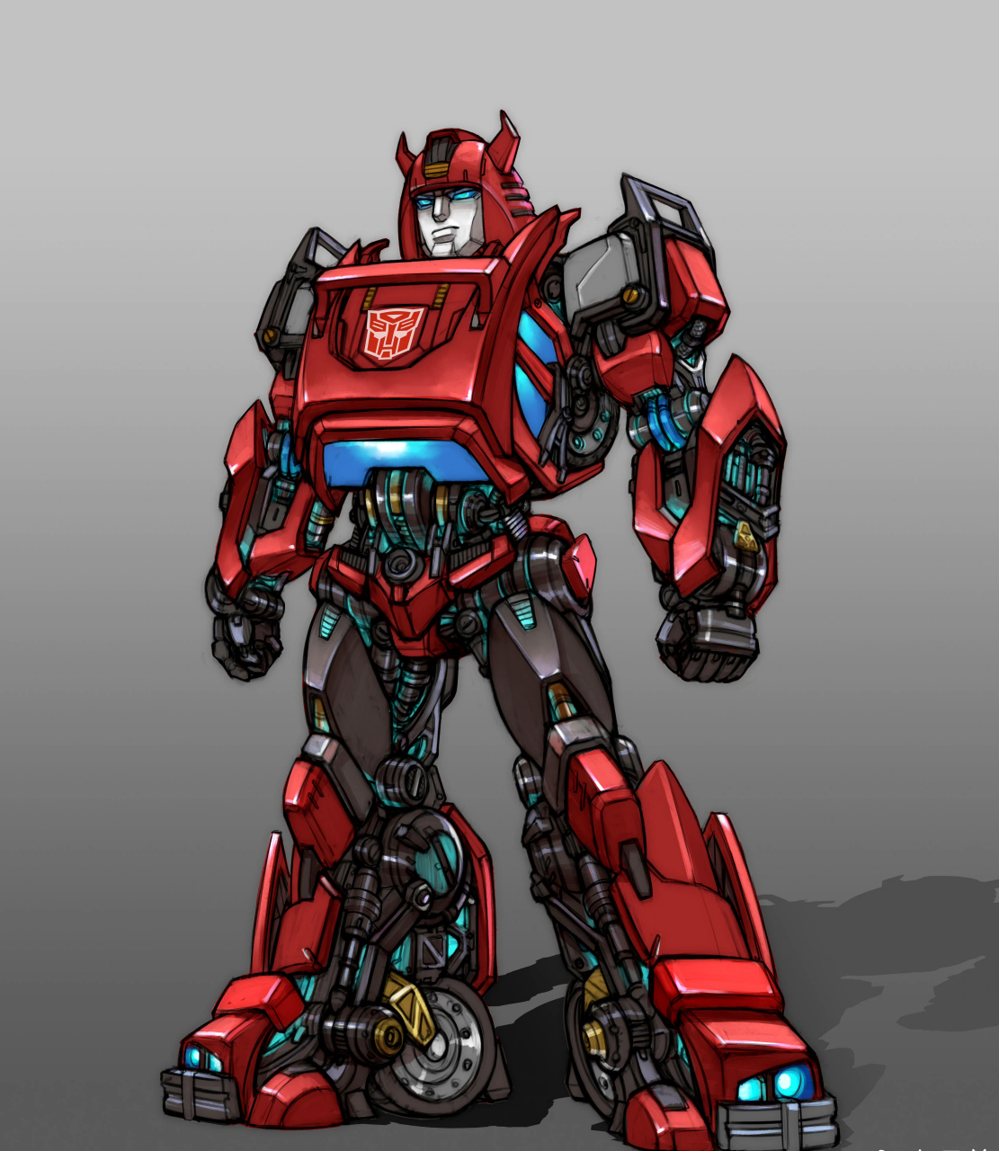 一组别样风格的变形金刚角色插画,有外传的影子,by 红马羊.