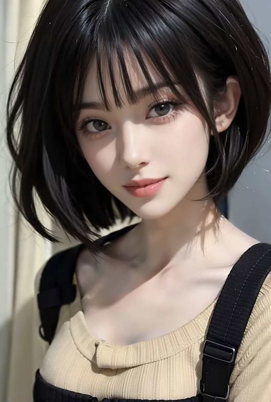 『ai绘画』短发水母头小姐姐,真的很赞!