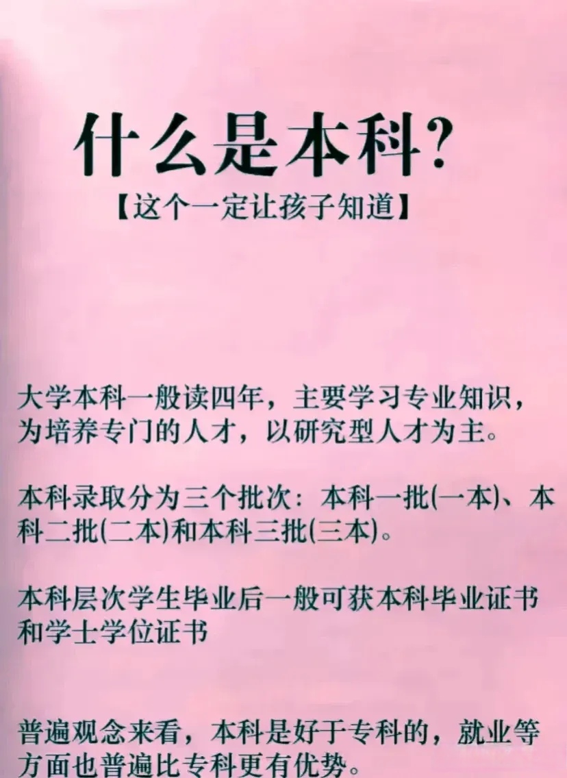 今天终于搞清楚了本科,一本,二本三本的区别,还有专科,985,211和中专