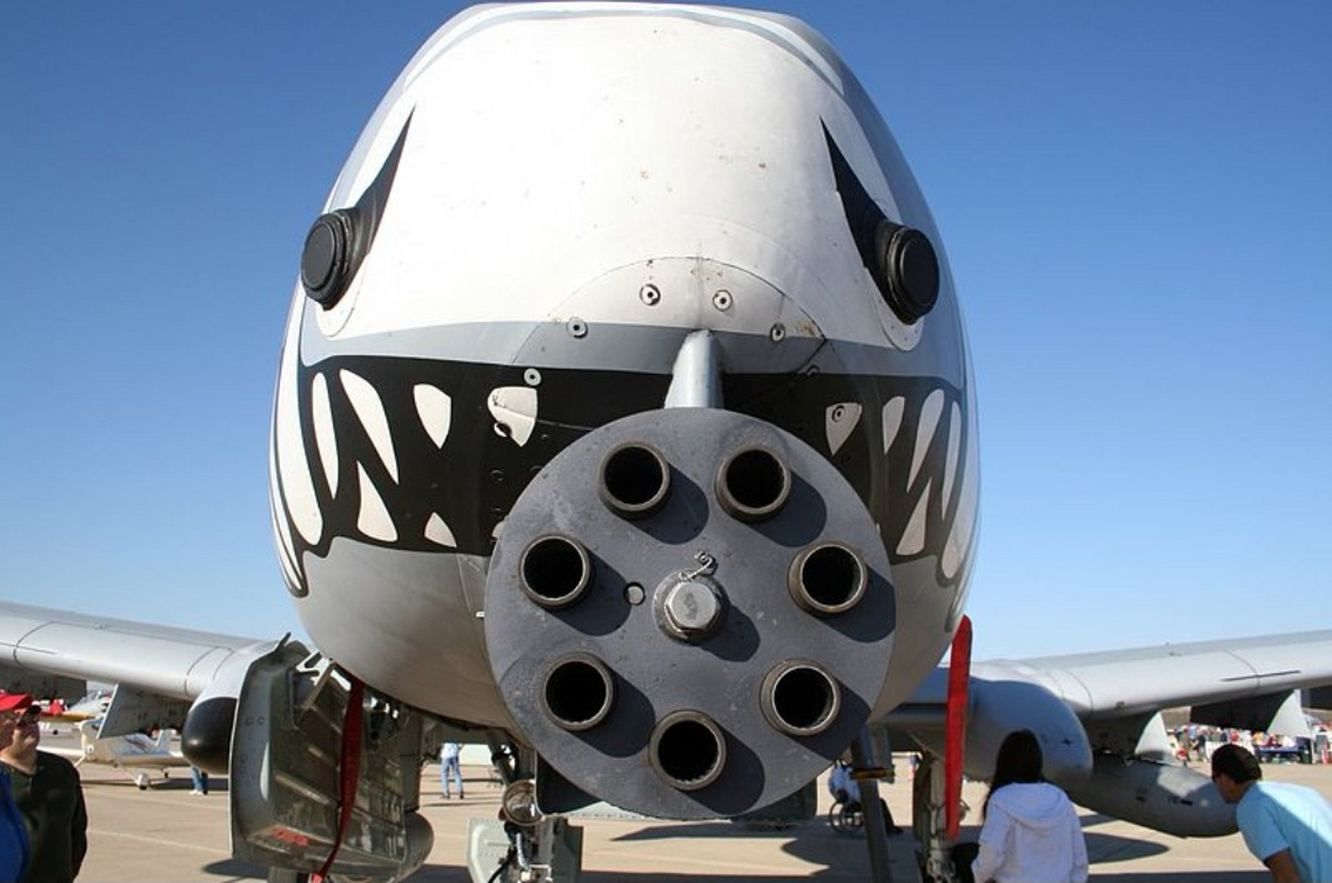 a-10"疣猪"攻击机gau-8型7管30毫米加特林机炮特写