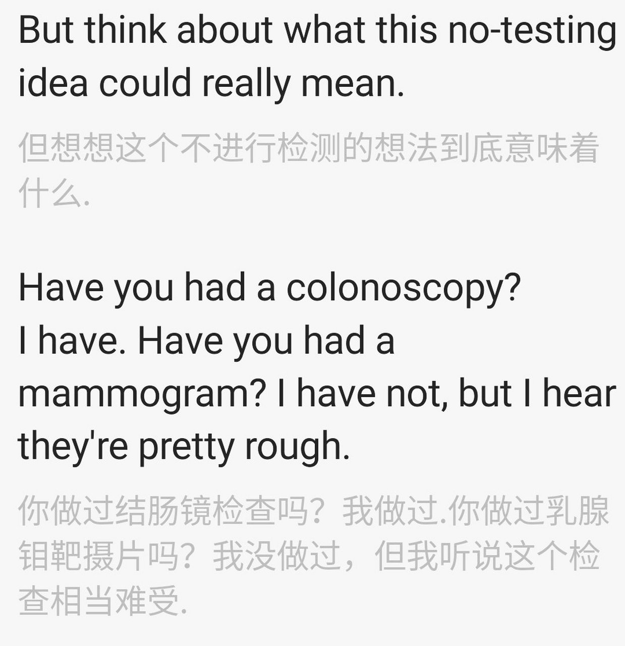 could really mean:到底意味着…… colonoscopy:结肠镜检查