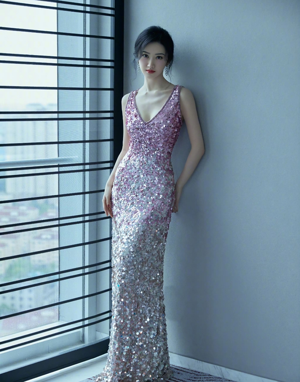 景甜一袭亮片长裙,优雅高贵,妩媚动人,简直太惊艳!