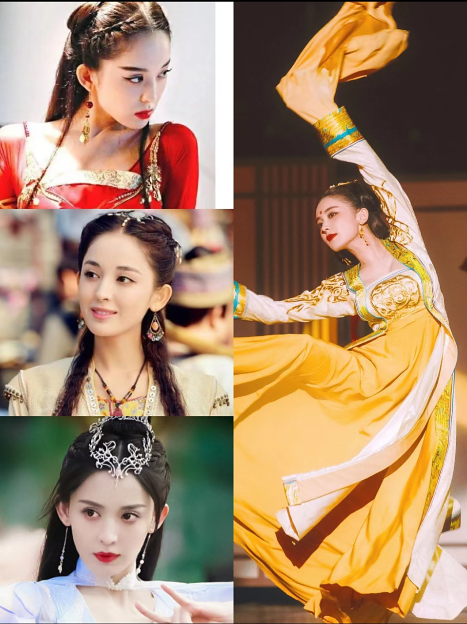 佟丽娅,迪丽热巴,哈尼克孜,古力娜扎,麦迪娜五人的西域女神"敦煌壁画"