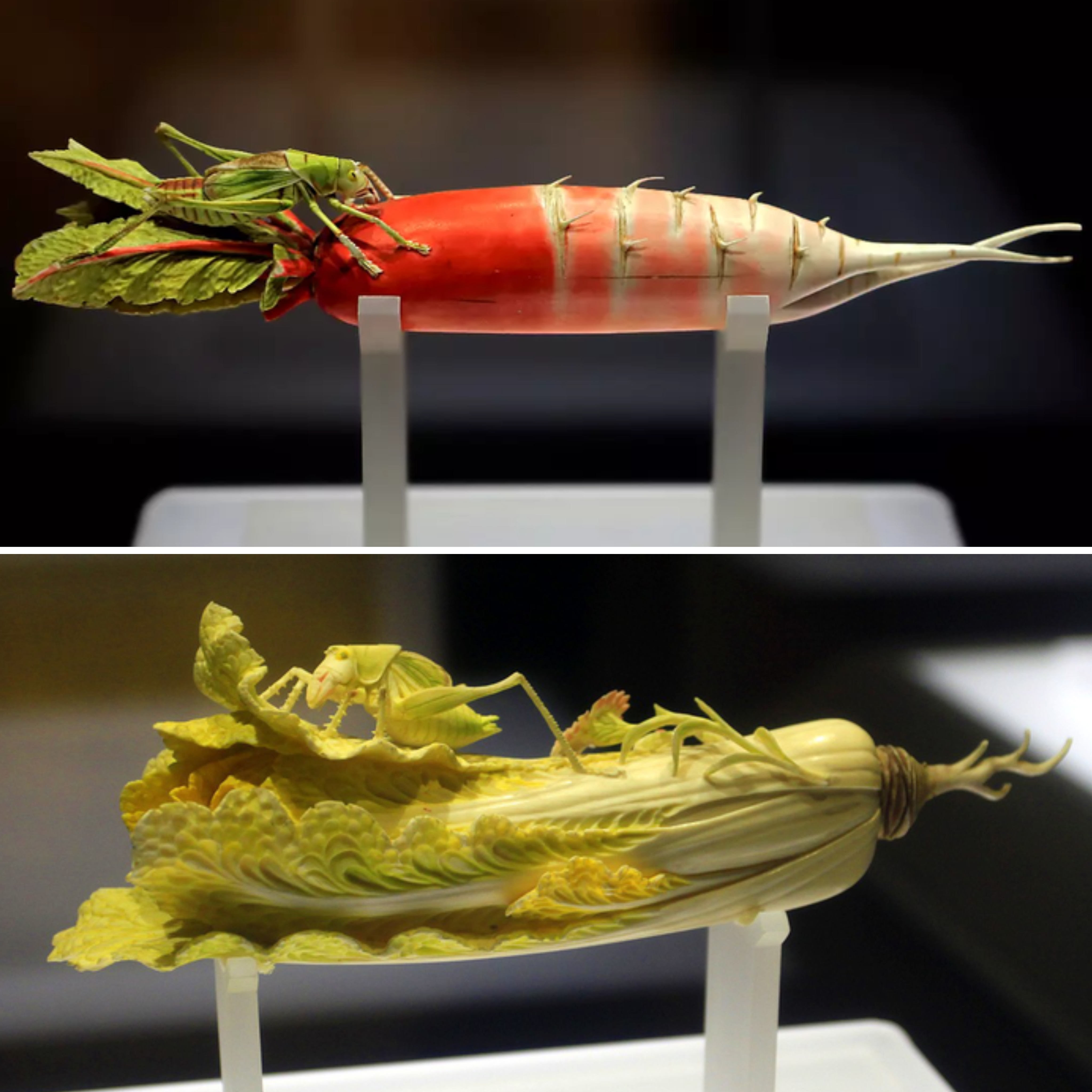 清代象牙萝卜白菜如此艳丽