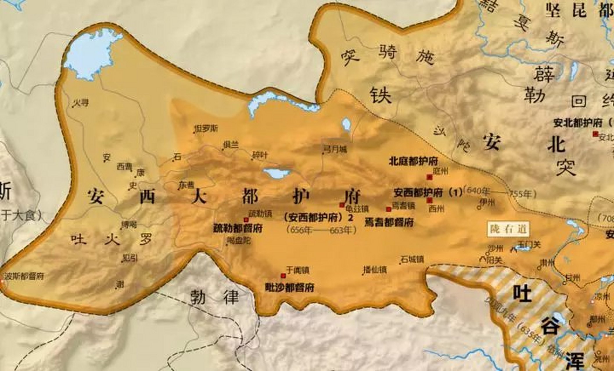 安西大都护府示意图