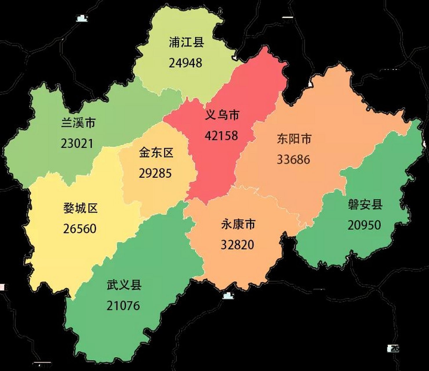 2020年"金华居民收入彩色地图"新鲜出炉,你家乡的收入处于什么