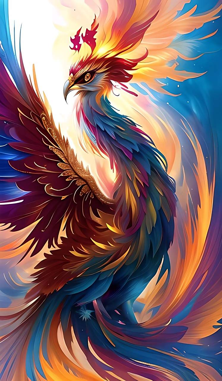 ai绘画神兽凤凰,美丽吉祥的神兽!刷到就是缘分,祝各位生活吉祥如意!