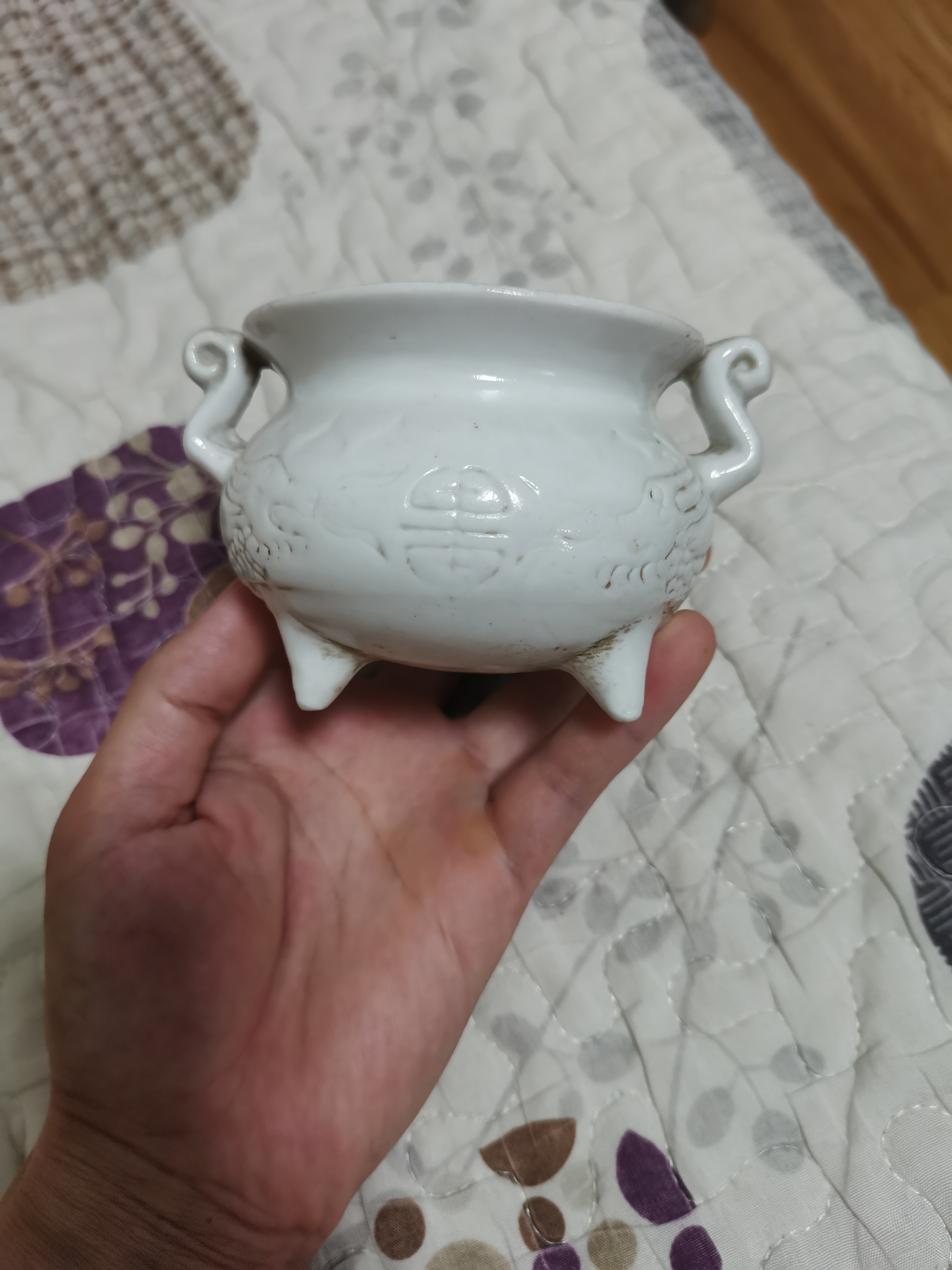 清末民初德化窑双龙白瓷香炉