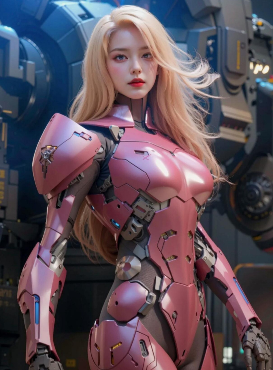 一组高质量ai机甲美女战士  机甲美女给你粉红色的回忆,颜值在线,身材