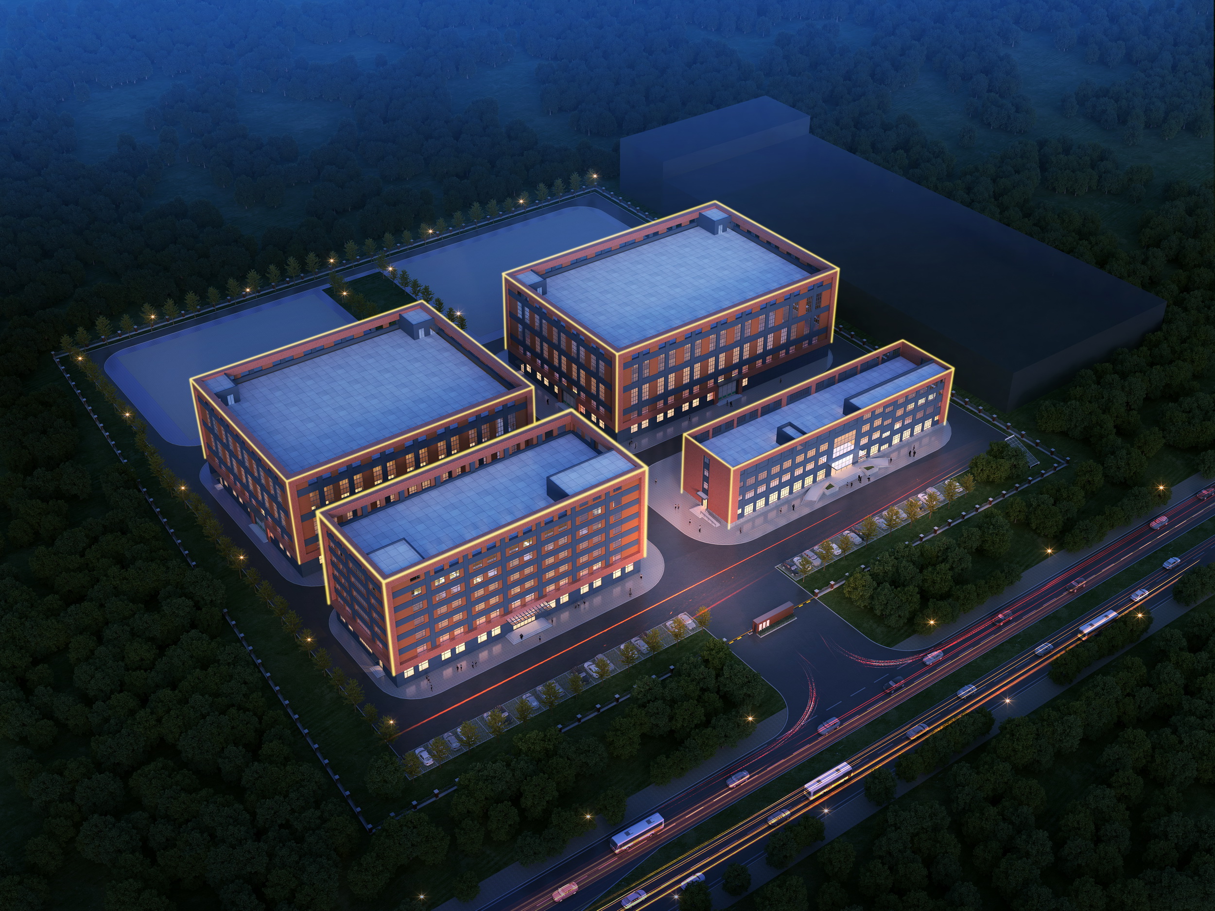 一套漂亮大气的产业园设计效果图