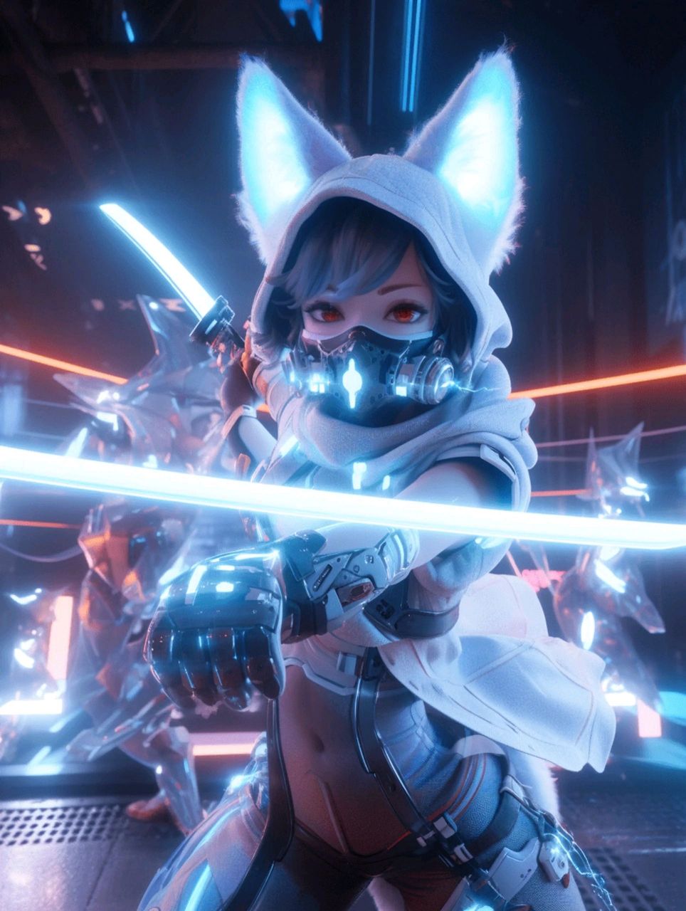 机甲少女-蓝狐武士 #ai绘画