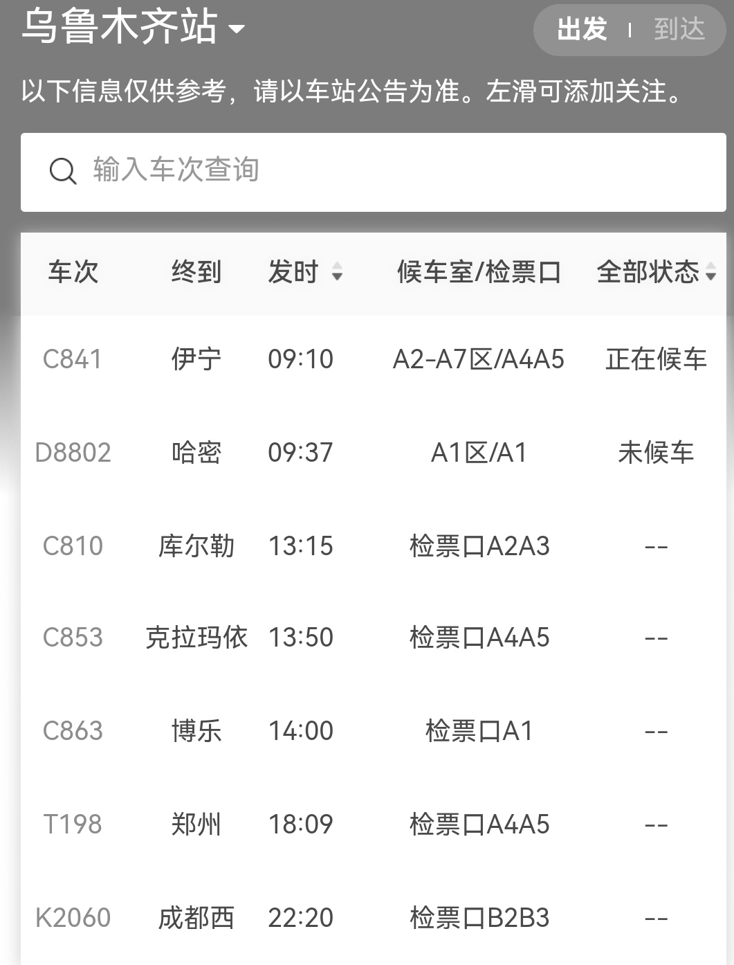 12月4日,今日7列出疆火车,目的地郑州,成都,长沙等5地