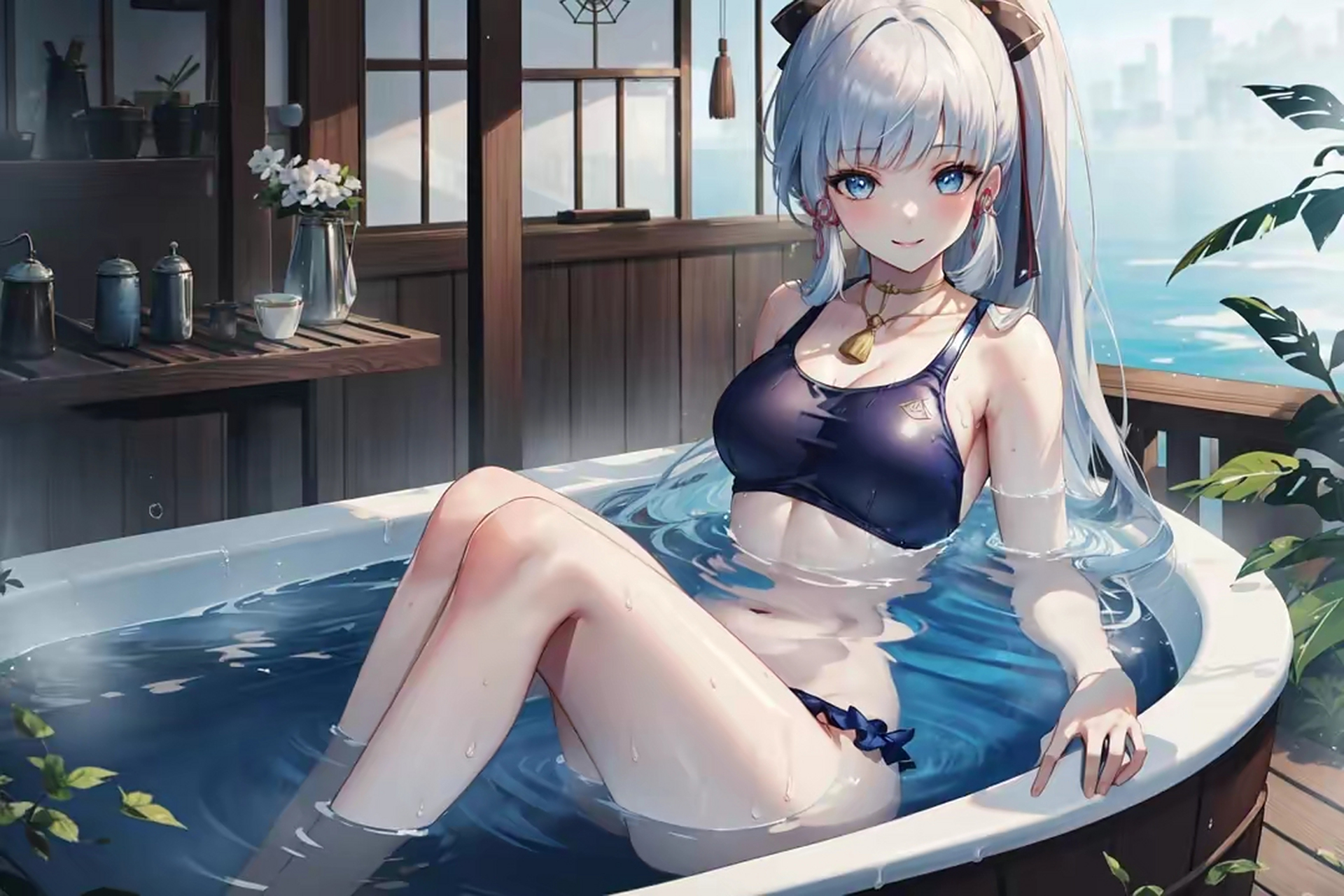 ai绘画浴衣神里绫华