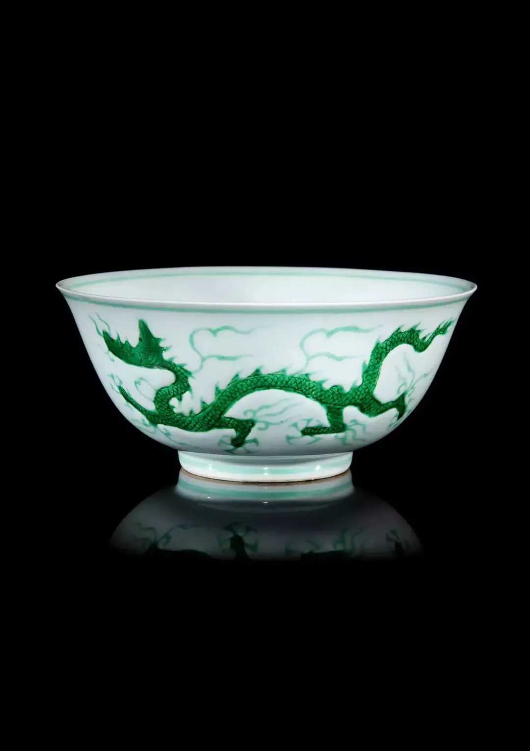 成化弘治正德白釉绿龙彩