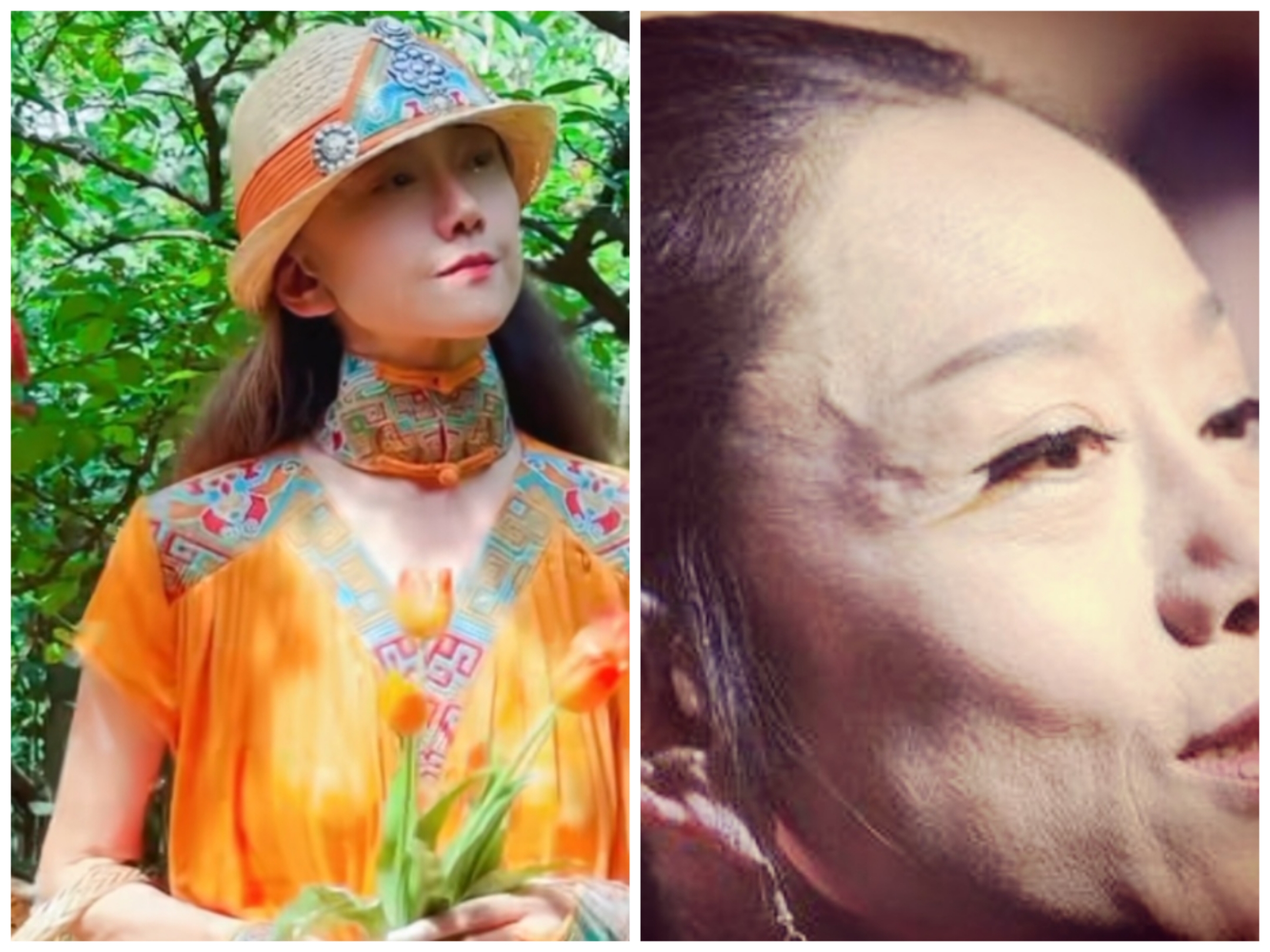 杨丽萍晒私人花园,挎篮子采花如仙子,与孔雀公鸡为伴,配文深思