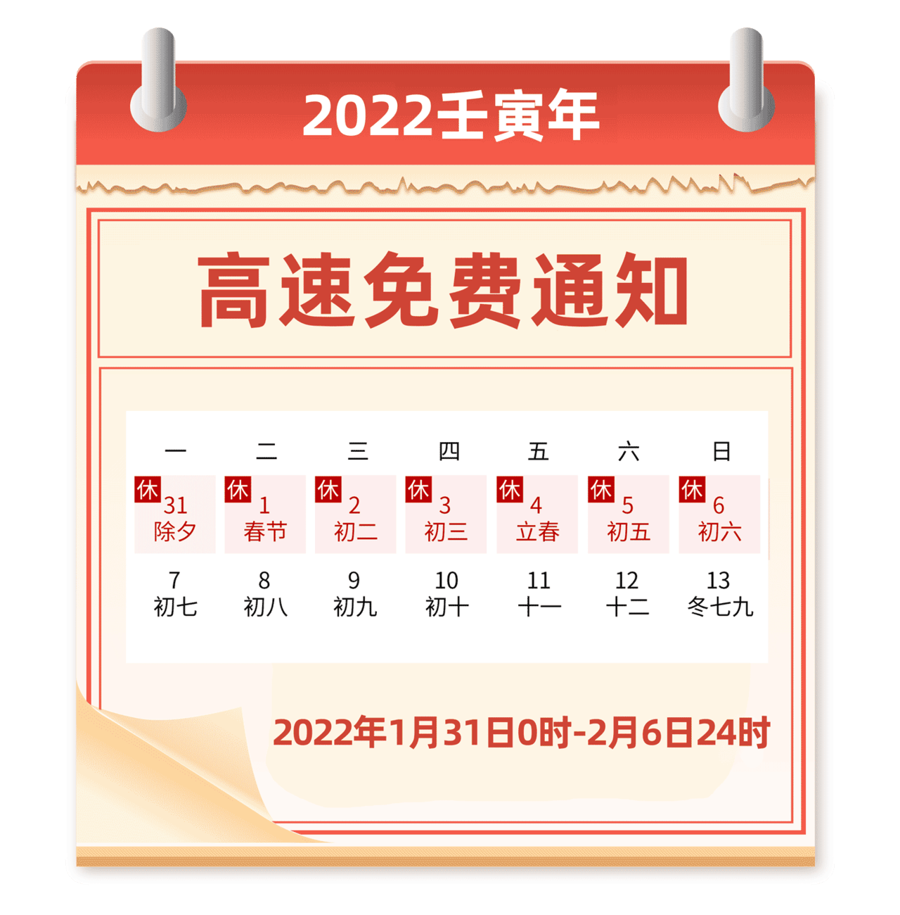 2022高速免费时间图片