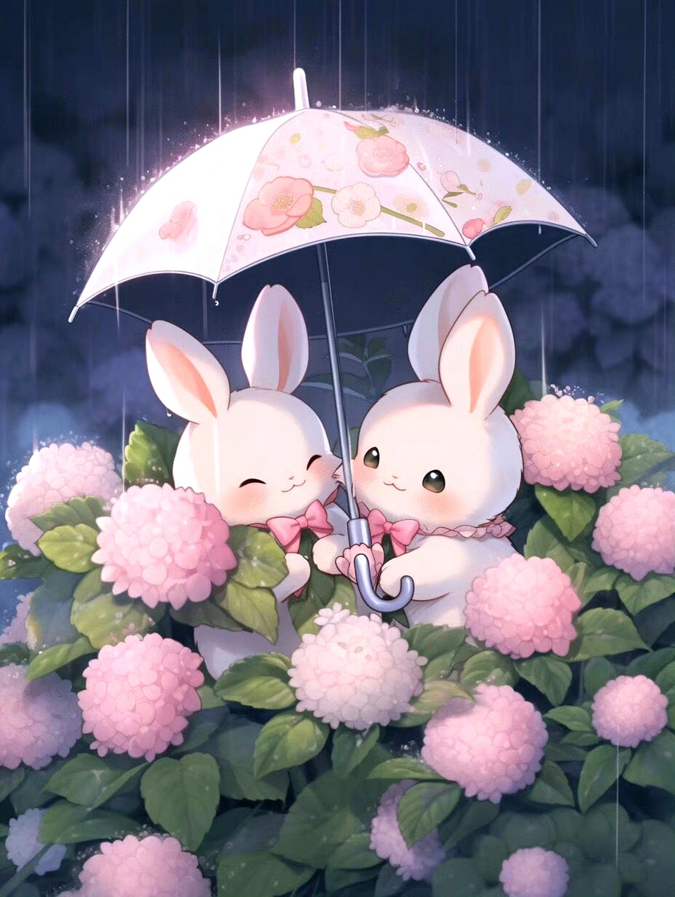 治愈系:雨中的小兔子,真的可爱极了!我愿做雨天为你打伞的那个人.
