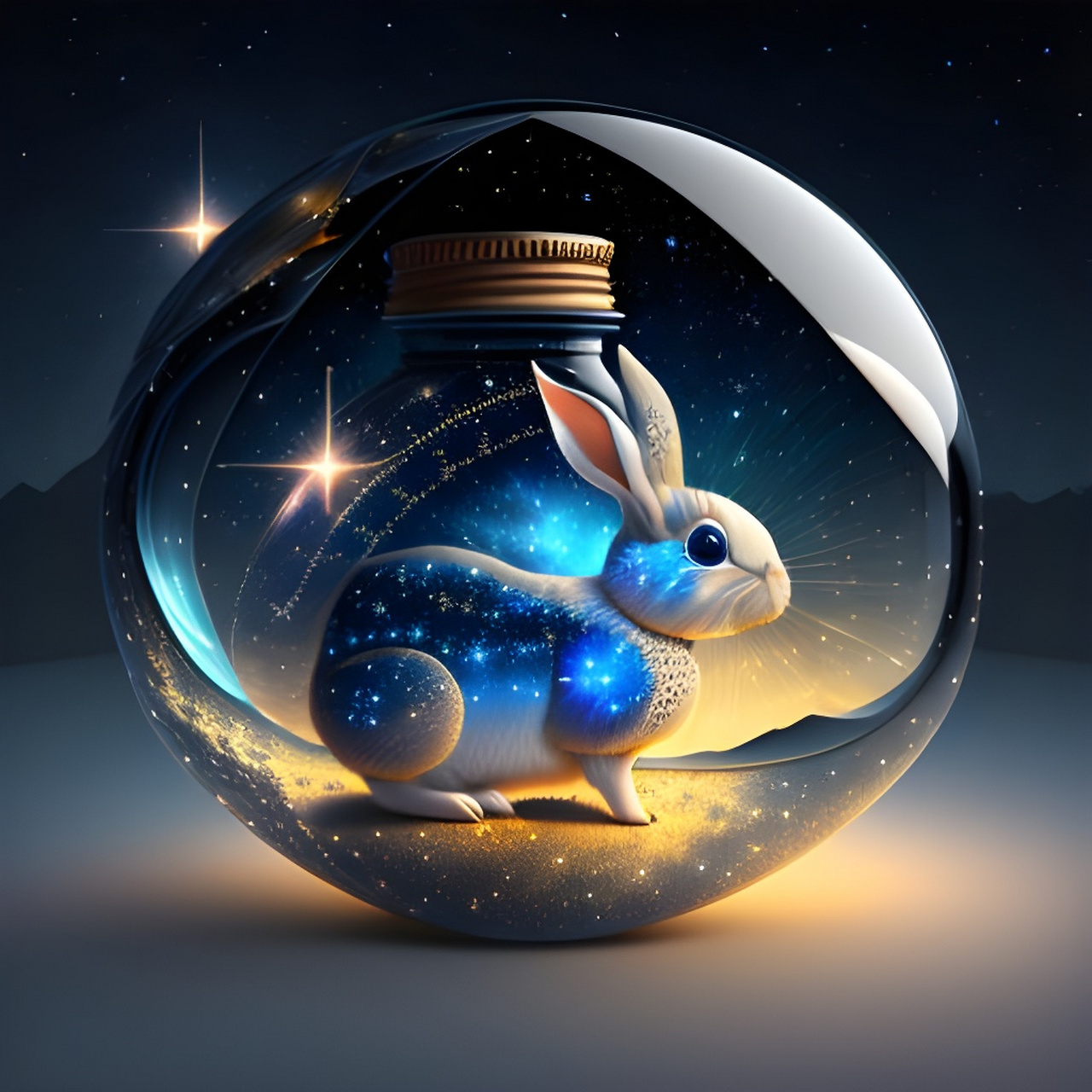 水晶球兔子头像 #ai绘画生成新年专属头像#  #ai算法生成的图片有多