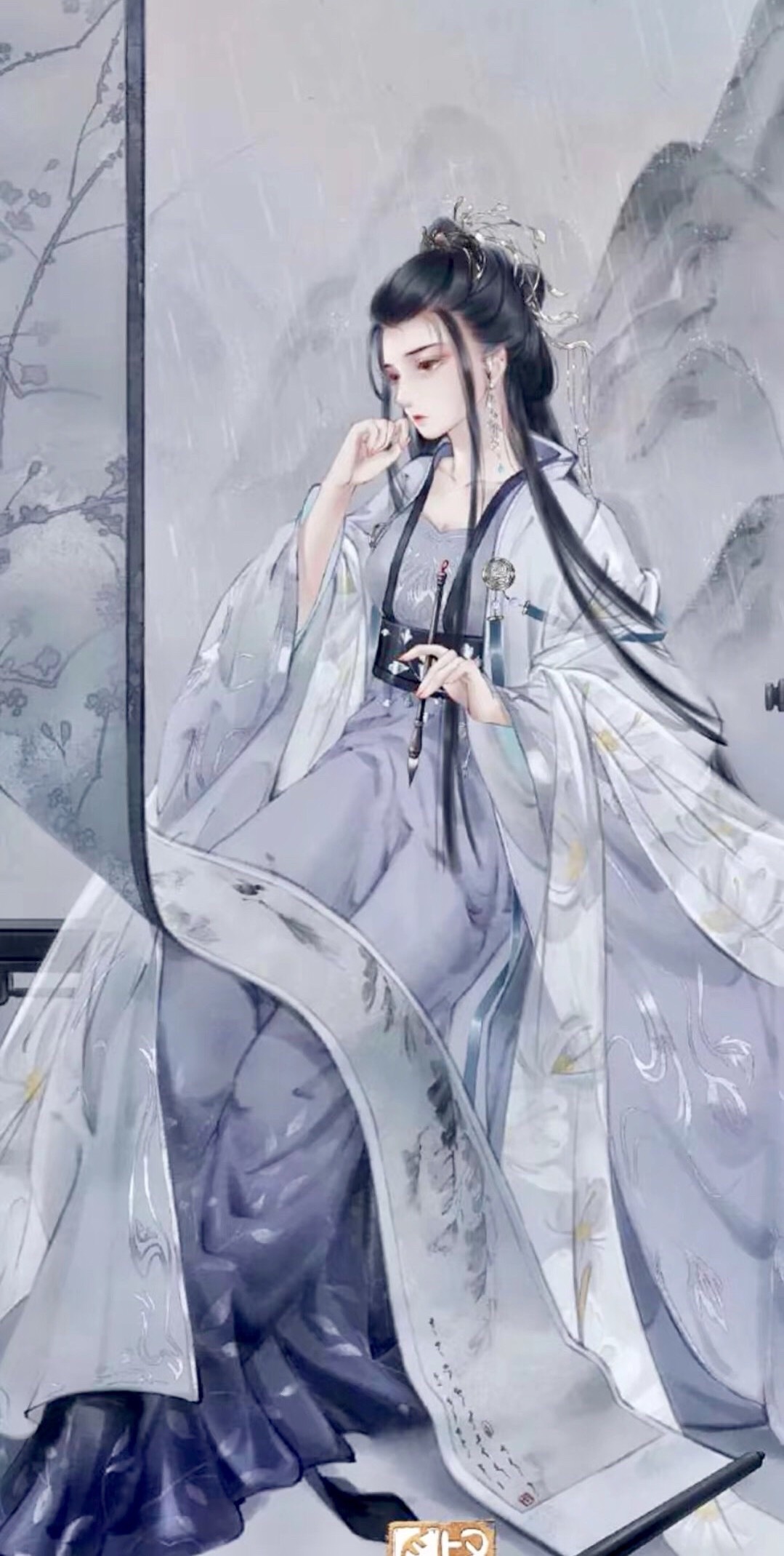 古装插画欣赏,待我长发及腰时,美丽天成,一身流线造型尽显婀娜