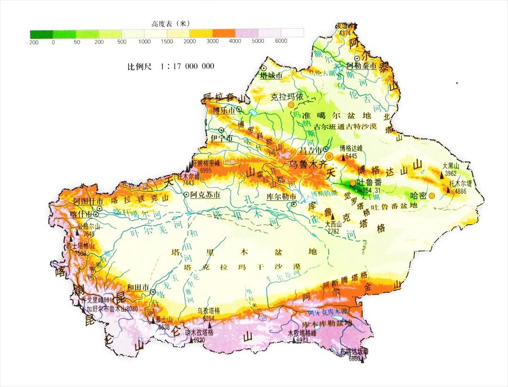 新疆地形示意图