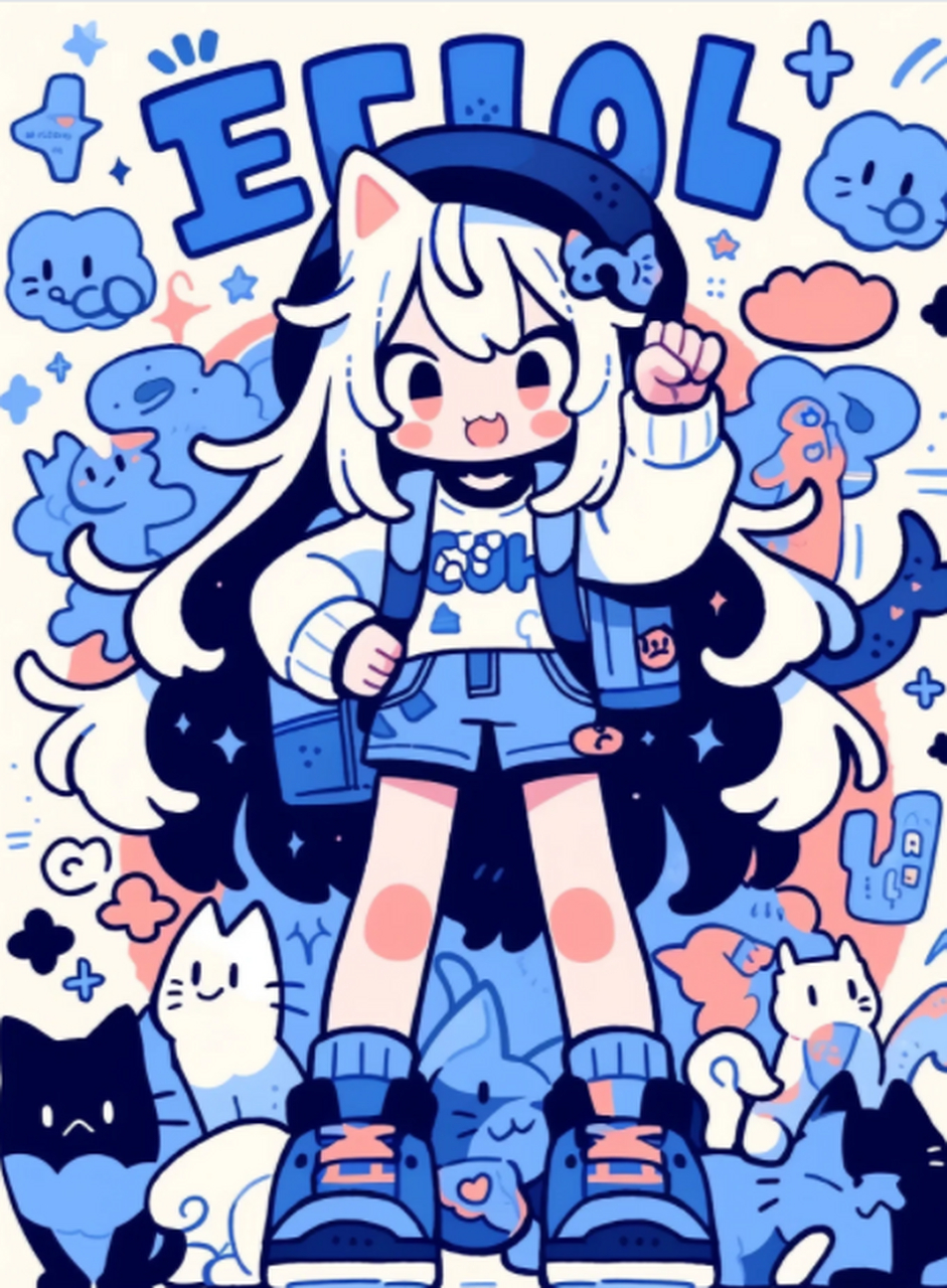 好可爱的卡通图 bold lines and solid colors 粗线条和纯色 mixed