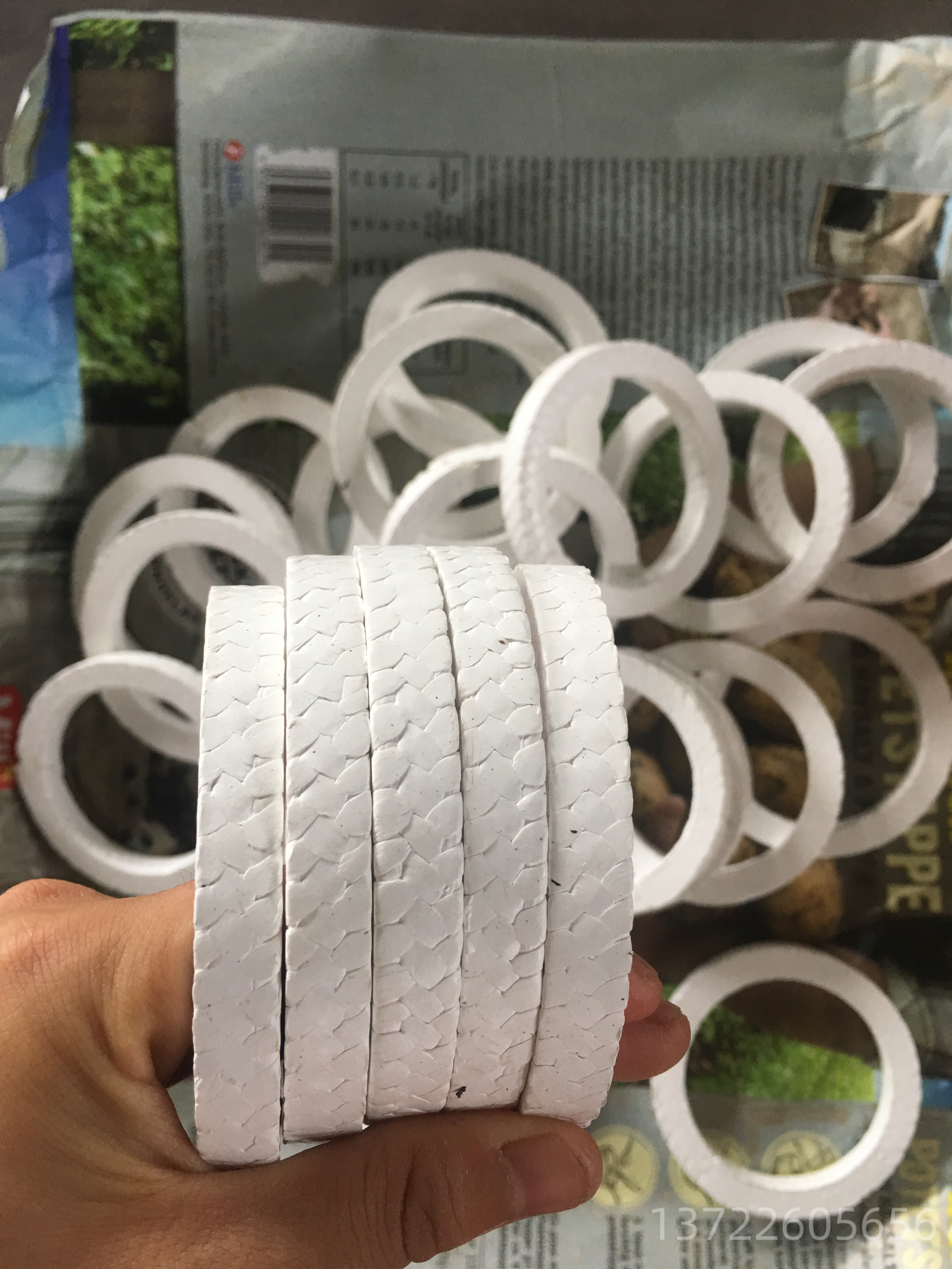 定做四氟盘根环耐腐蚀耐酸碱四氟填料密封垫圈含油聚四氟乙烯盘根