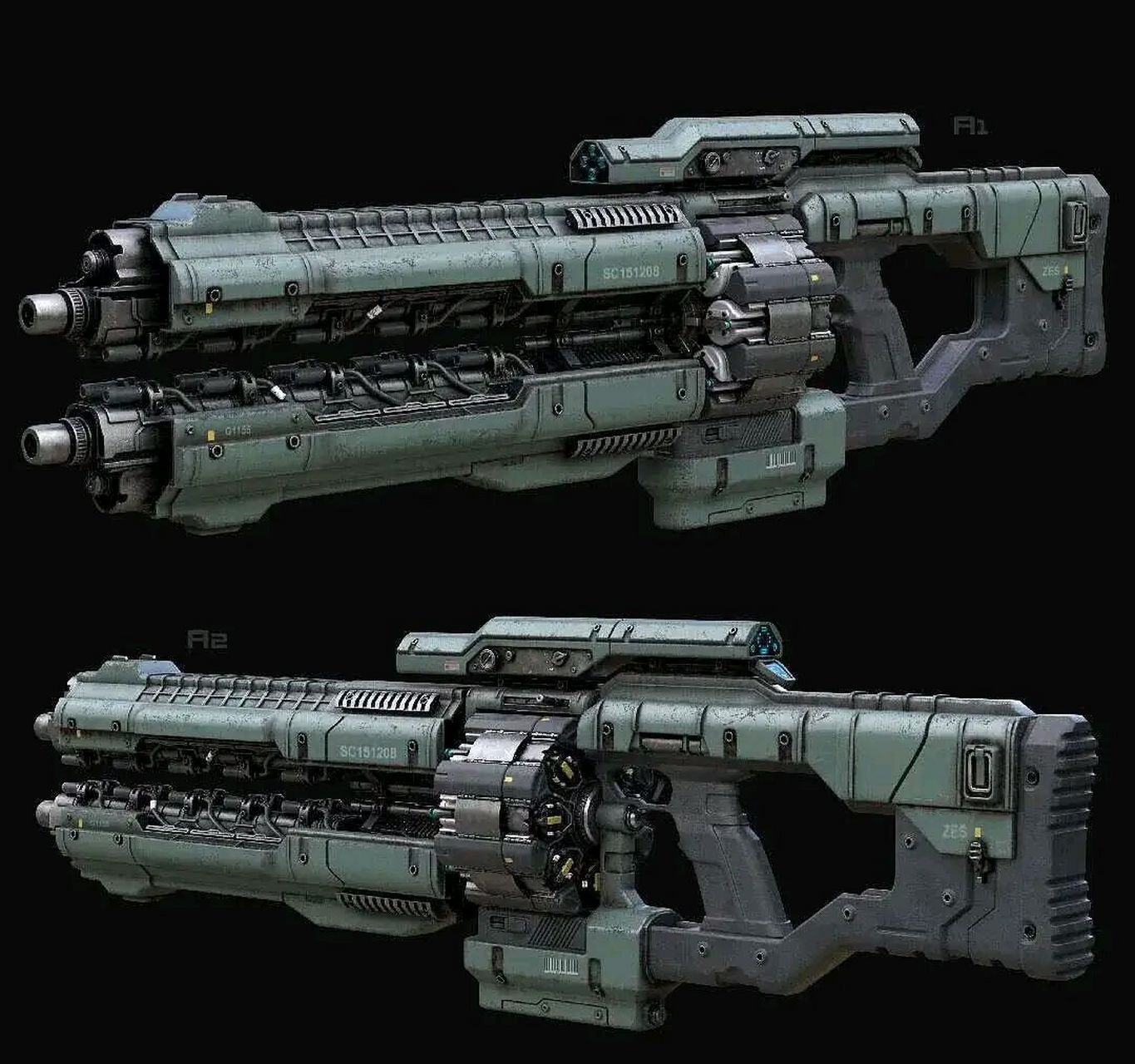 建模欣赏:游戏中的未来武器. #游戏# #模型# #科幻