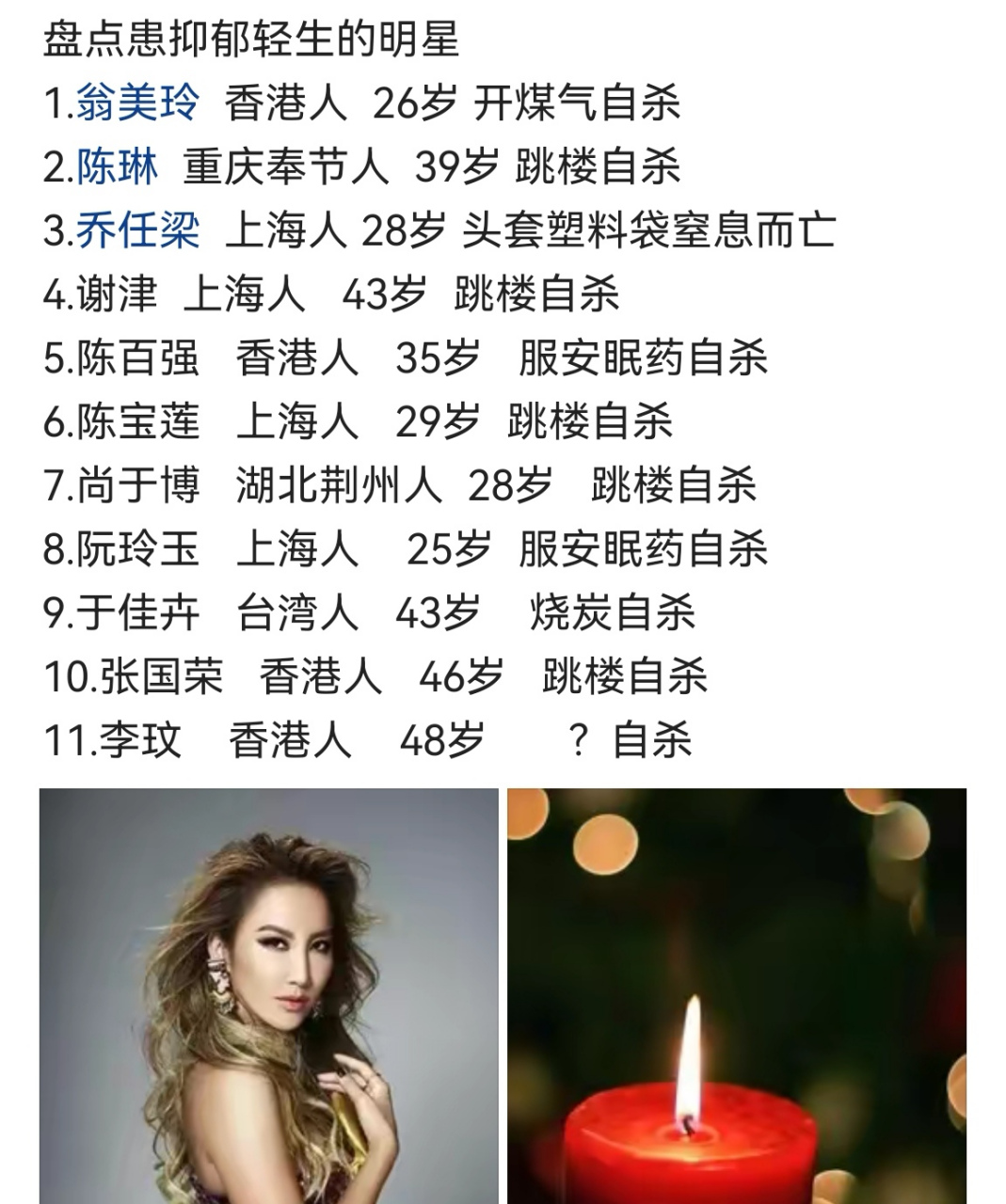 歌手李玟去世#  当时被爆乔因抑郁症自杀时就有很多网友不相信,总