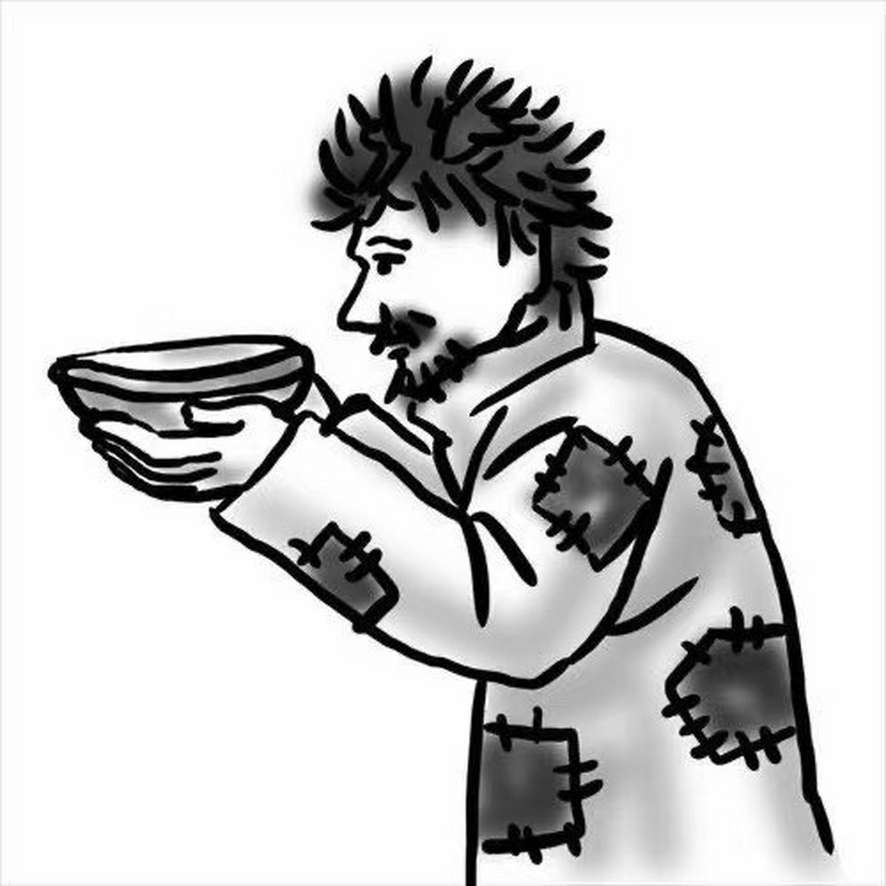 一个乞丐端着碗跟我说,求求你,帮个忙吧.
