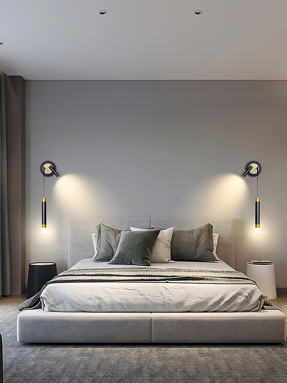 卧室床头创意吊线灯,加上一个摇头射灯,轻松满足你的睡眠与阅读需求