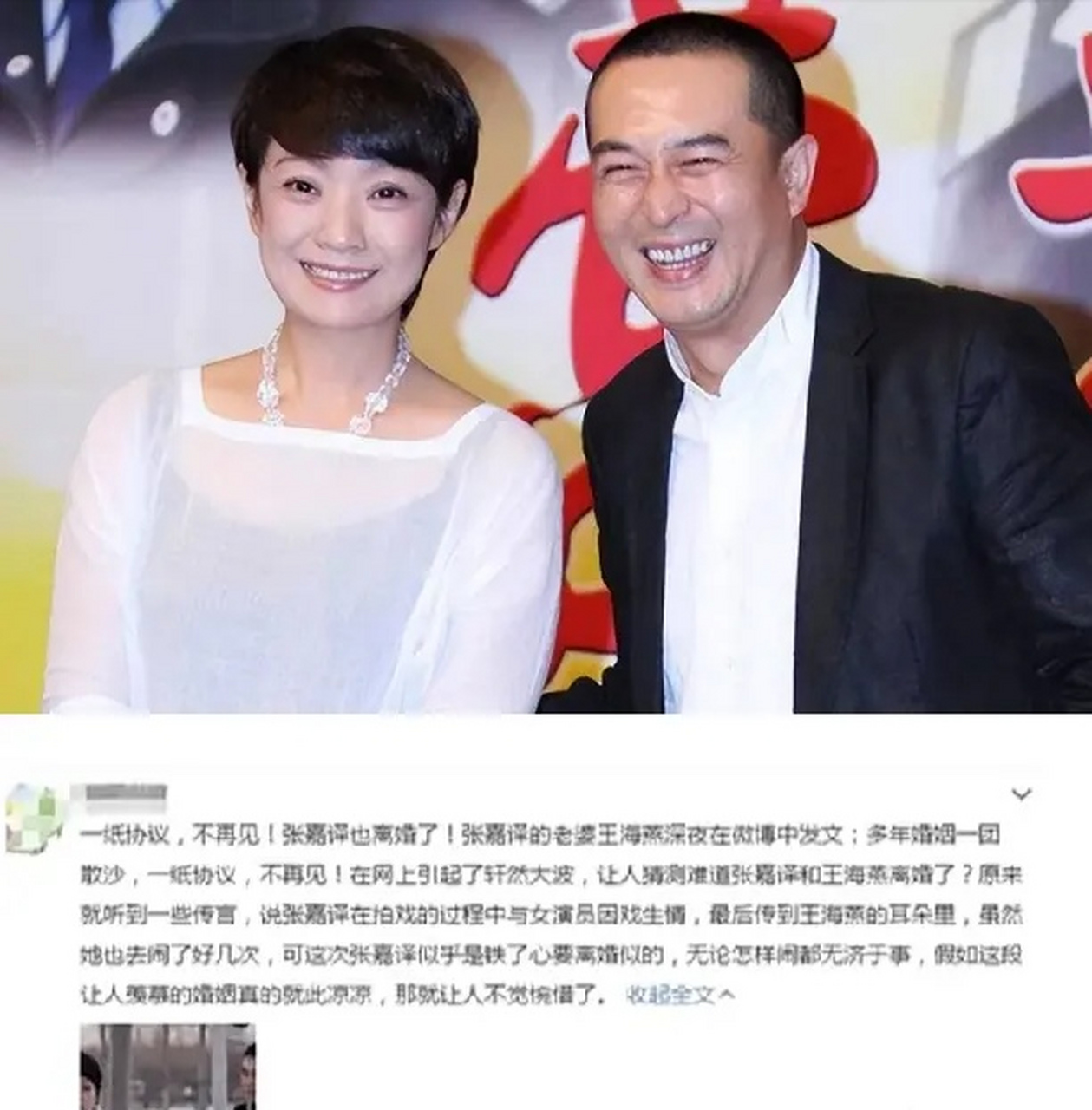 知名演员张嘉译宣布了离婚,老婆王海燕深夜发文, 一纸协议, 不再见