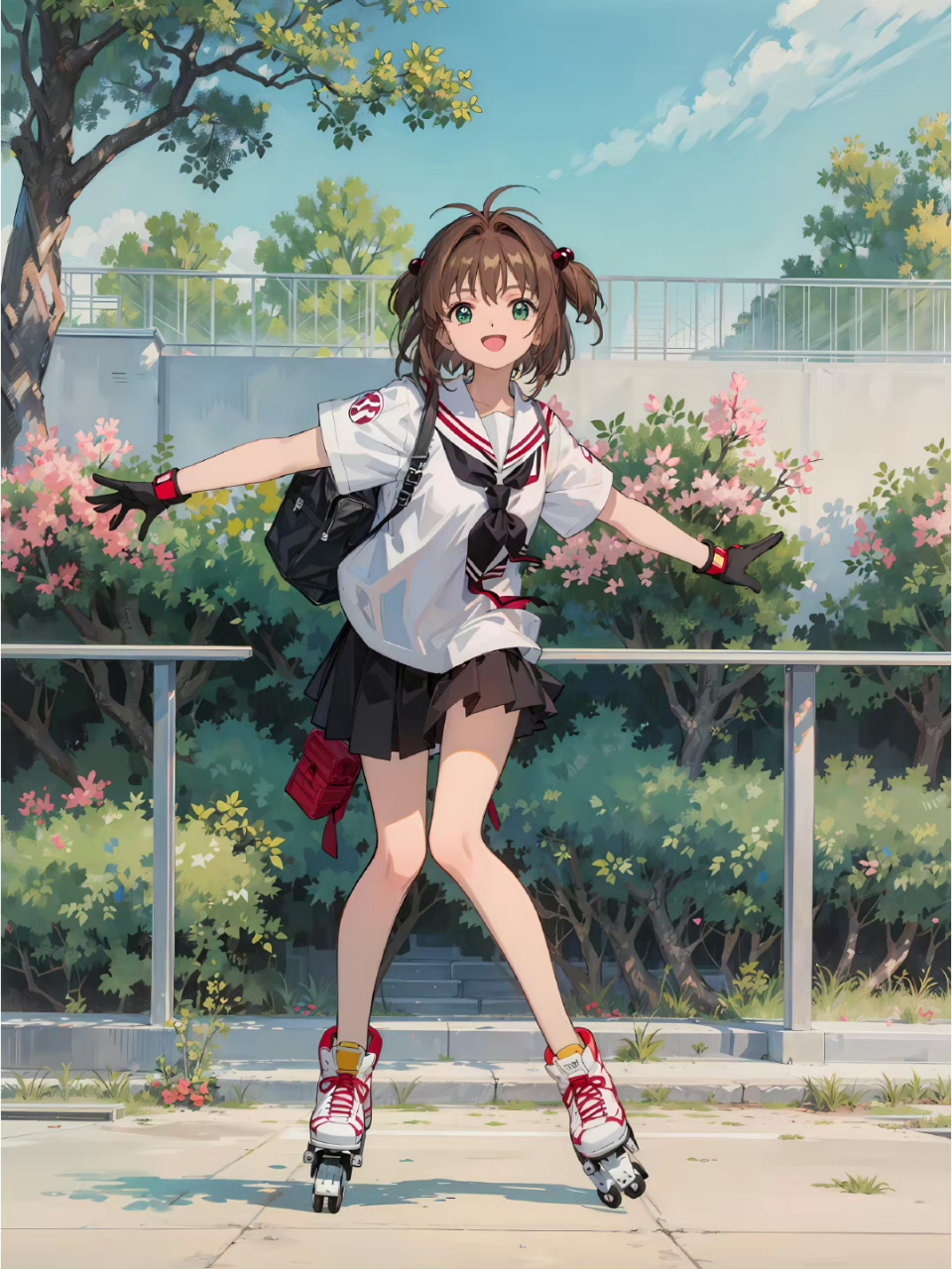 经典动漫# 魔卡少女樱94 轮滑少女小樱