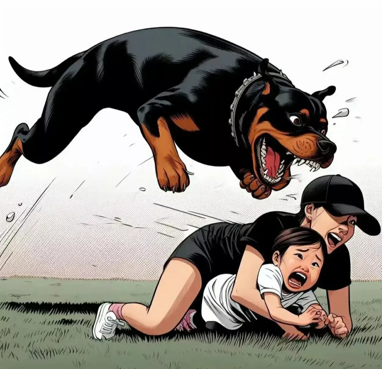 恶狗咬人了,今天一女子抱着宠物狗小白走在路上,突然串出一溜狗没牵绳