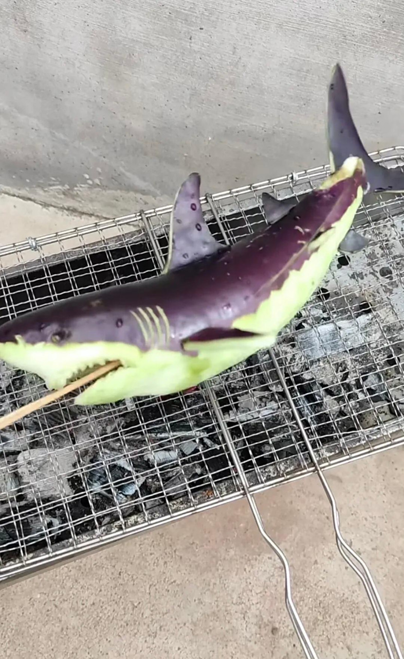 简简单单烤个鲨鱼[滑稽][滑稽]#生活# #烧烤