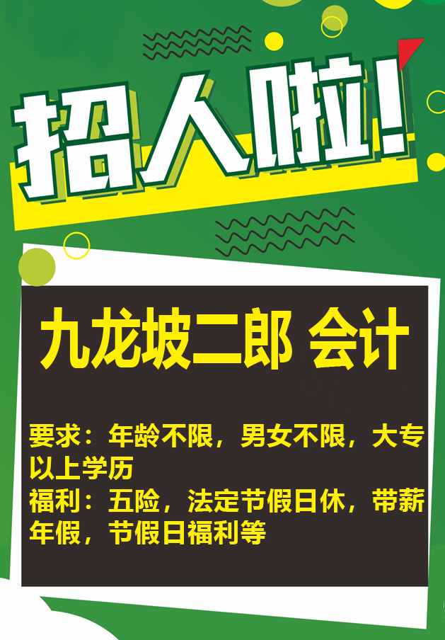 重庆九龙坡区二郎政务服务中心5楼招聘会计