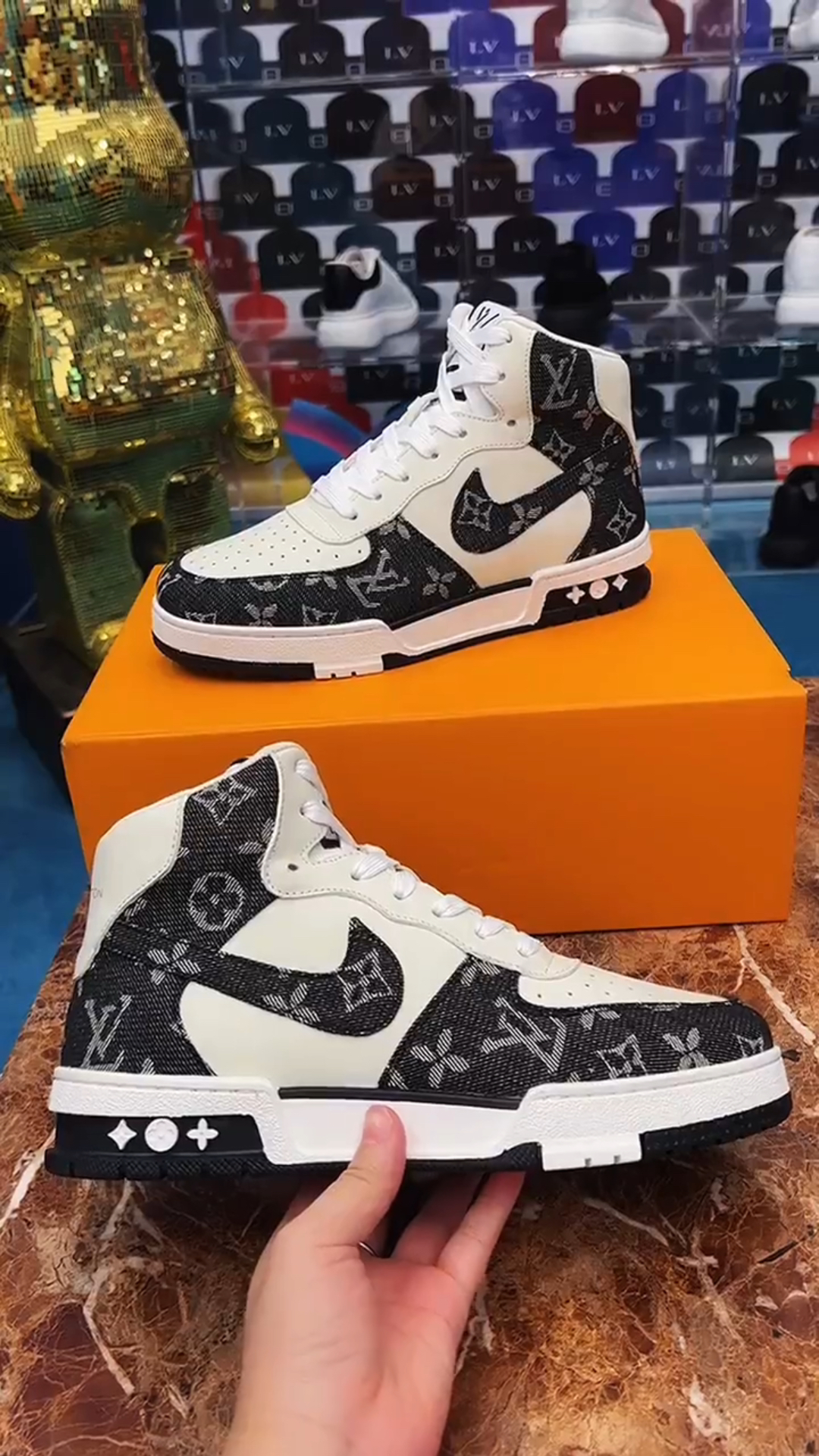 路易威登高帮男鞋老花设计符合都市潮男穿搭,别致新颖感十足-度小视