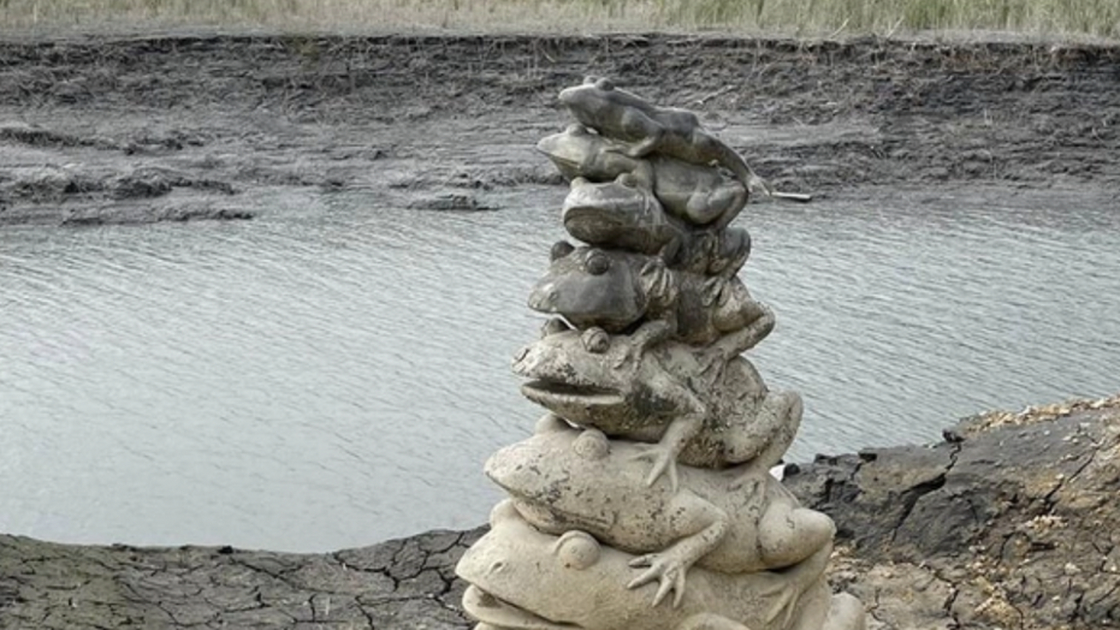 日月潭九蛙叠像全露出# #日月潭#  近日,台湾南投县著名景点日月潭的