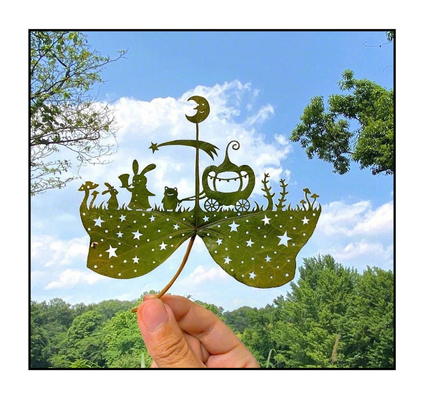 绝妙树叶剪纸作品