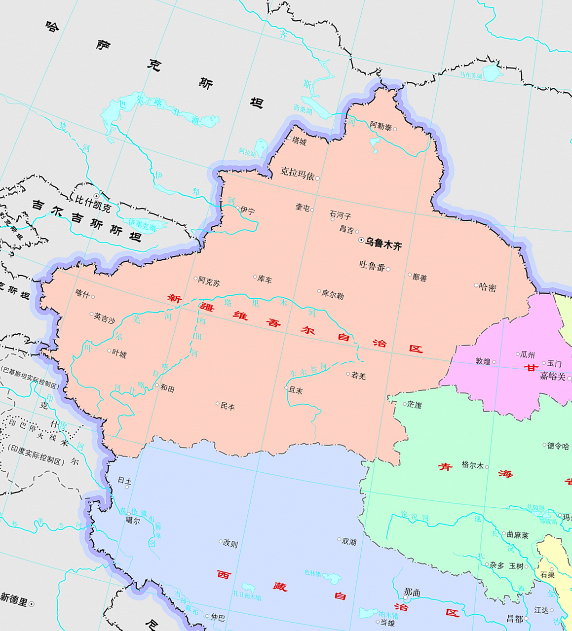 新疆,全称新疆维吾尔自治区,简称"新",面积