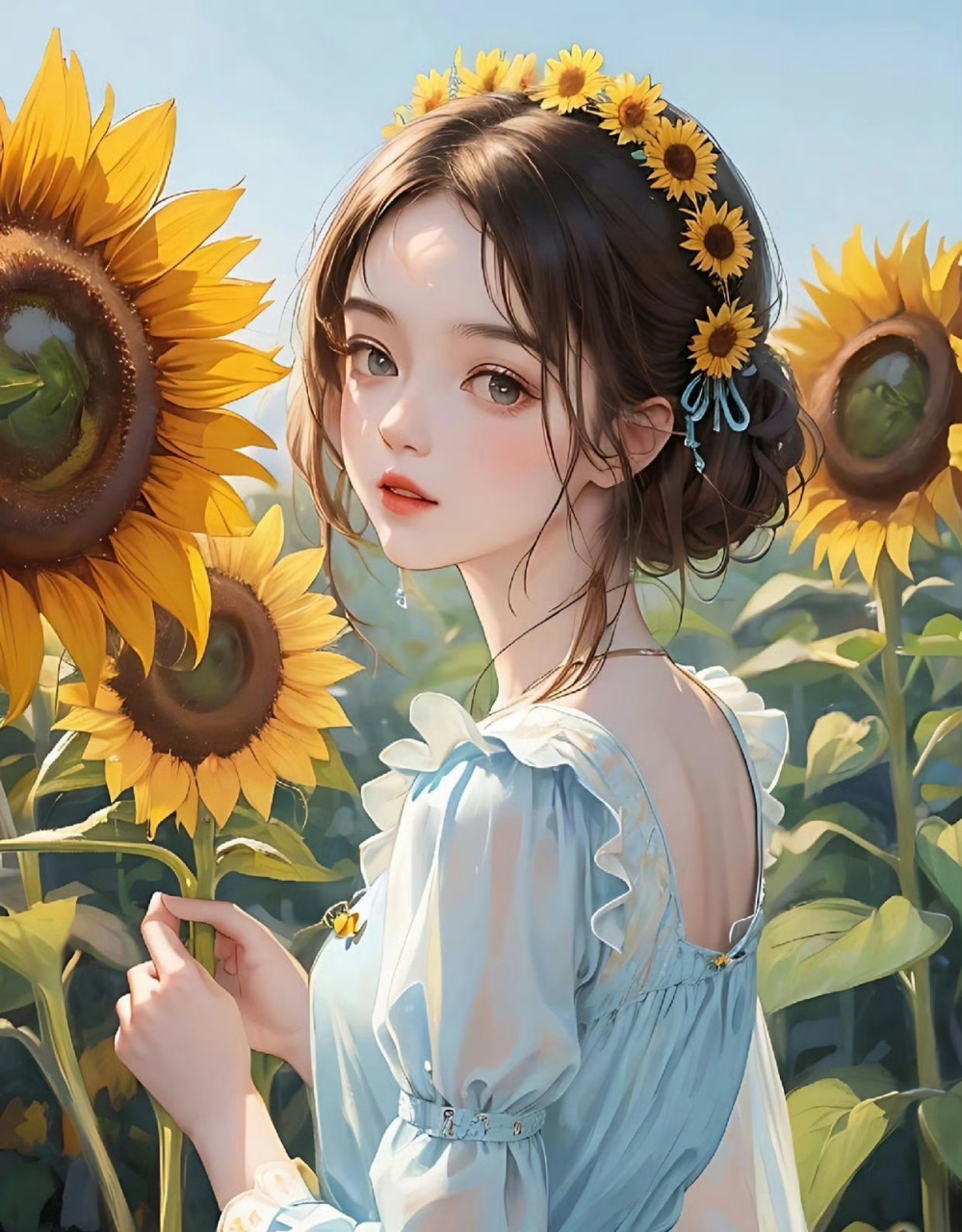 温暖治愈向日葵女生头像.