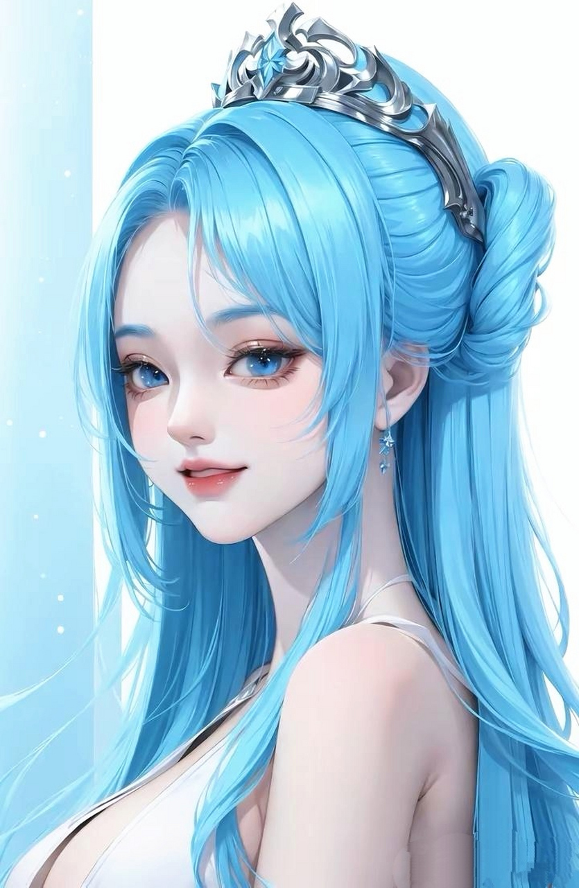 ai绘画# #美女# #二次元美图# 蓝头发美女